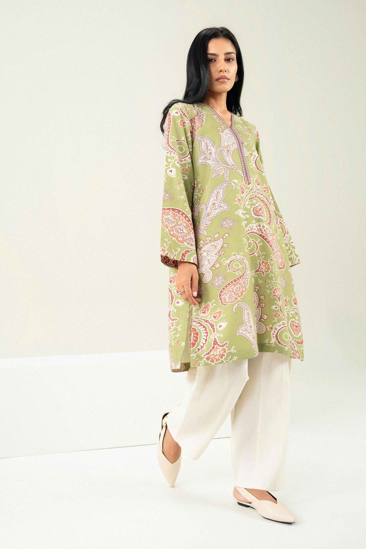 Nishat UK - Green Printed Linen 1 Piece ready to wear Shirt