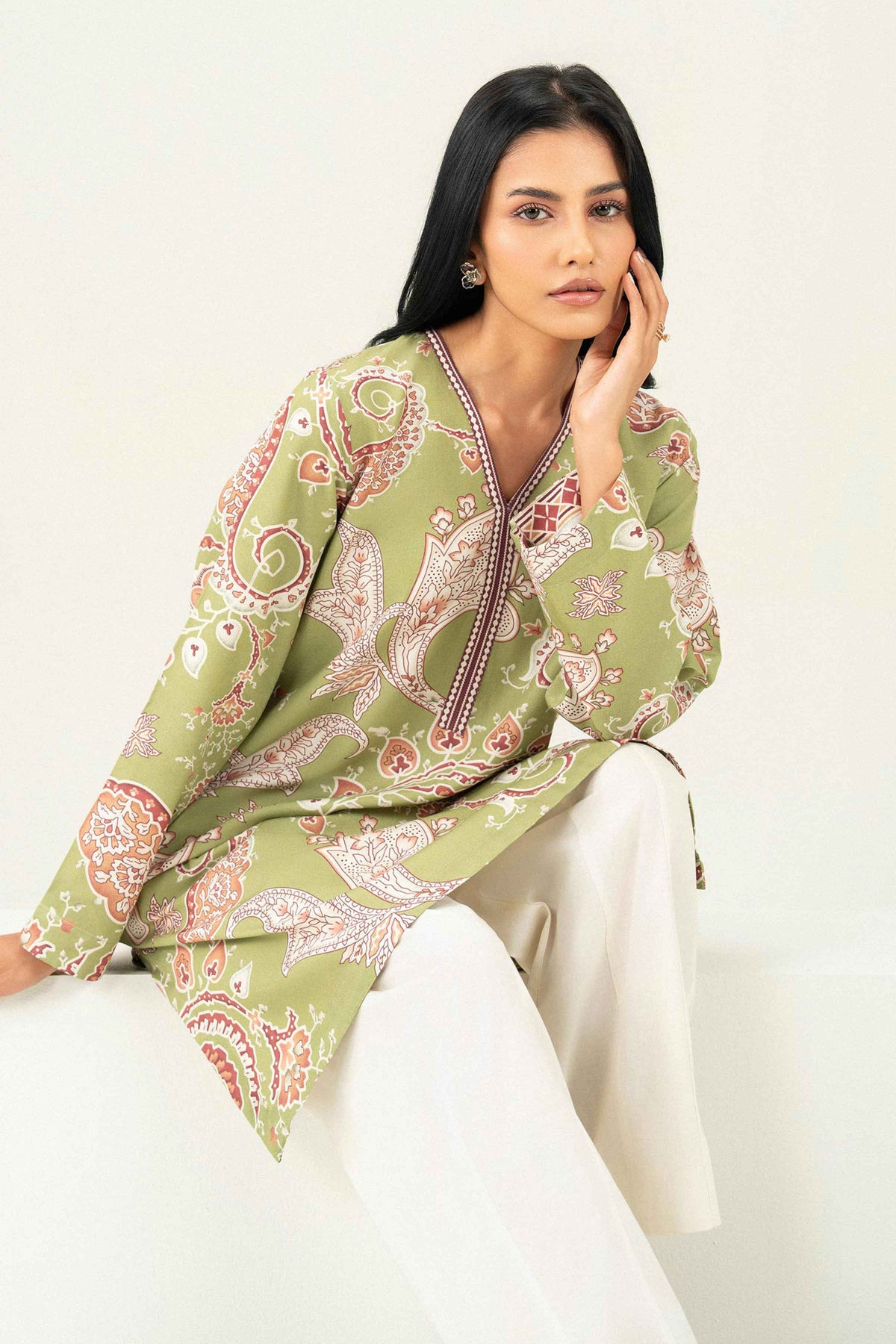 Nishat UK - Green Printed Linen 1 Piece ready to wear Shirt