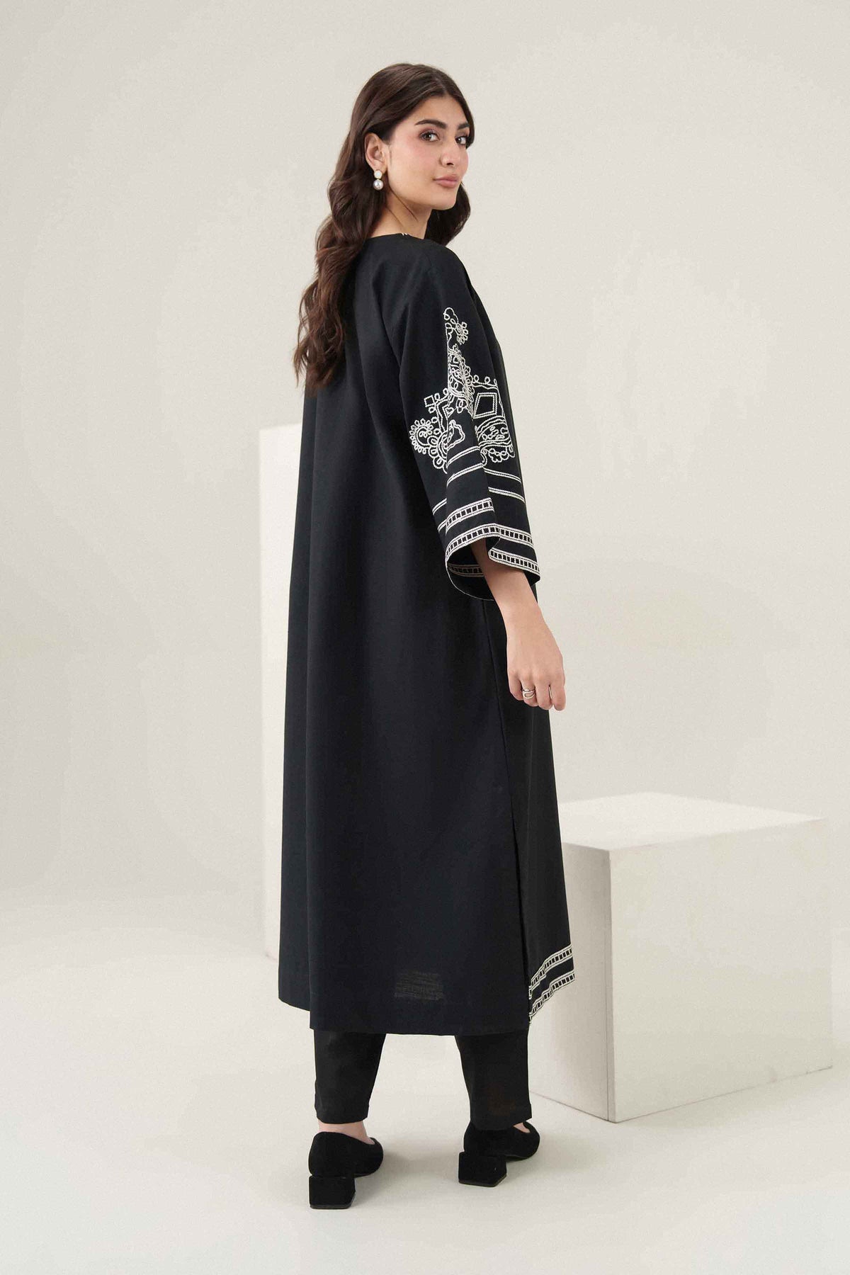 Nishat UK - Black Embroidered Yarn Dyed 1 Piece ready to wear