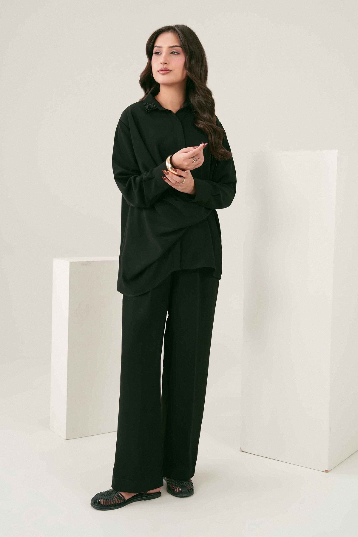 Nishat UK - Black Solids Georgette 2 Pieces ready to wear