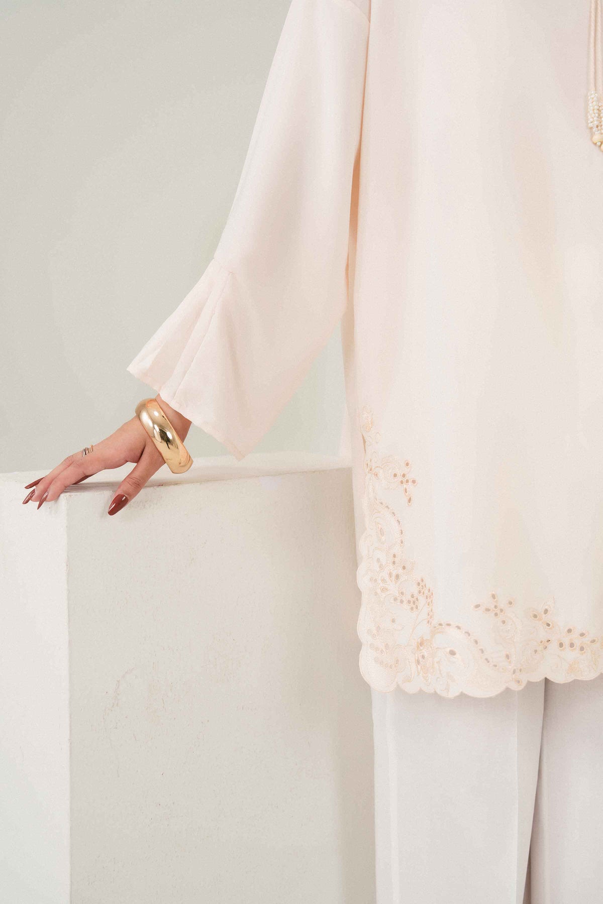 Nishat UK - Off White Embroidered Georgette 1 Piece ready to wear shirt