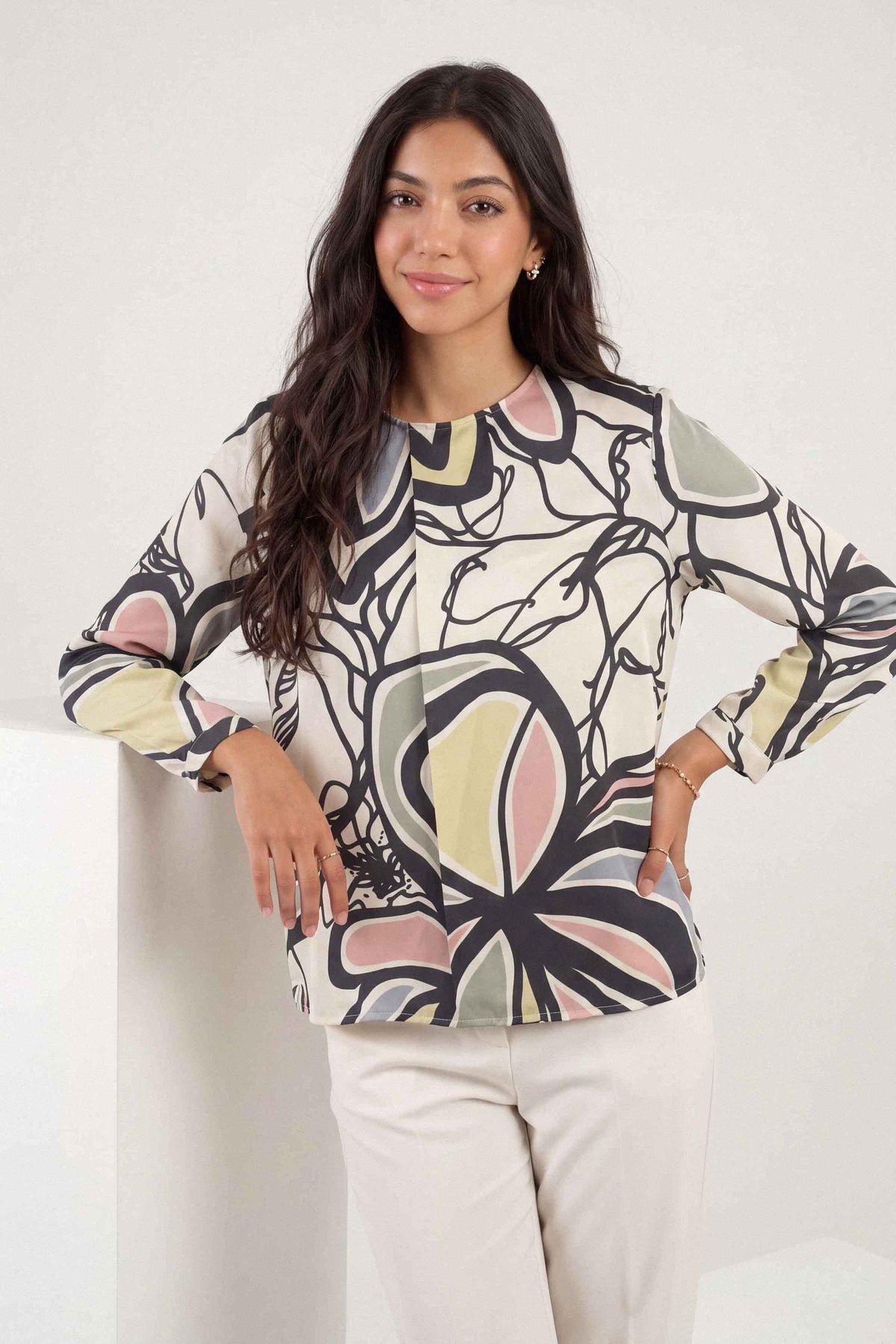 Nishat UK - Multi Printed Crepe 1 Piece ready to wear tunic