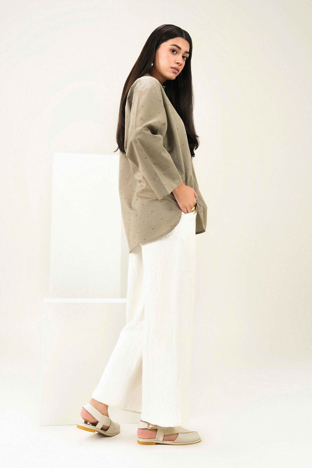 Nishat UK - Grey Embroidered Yarn Dyed 1 Piece ready to wear
