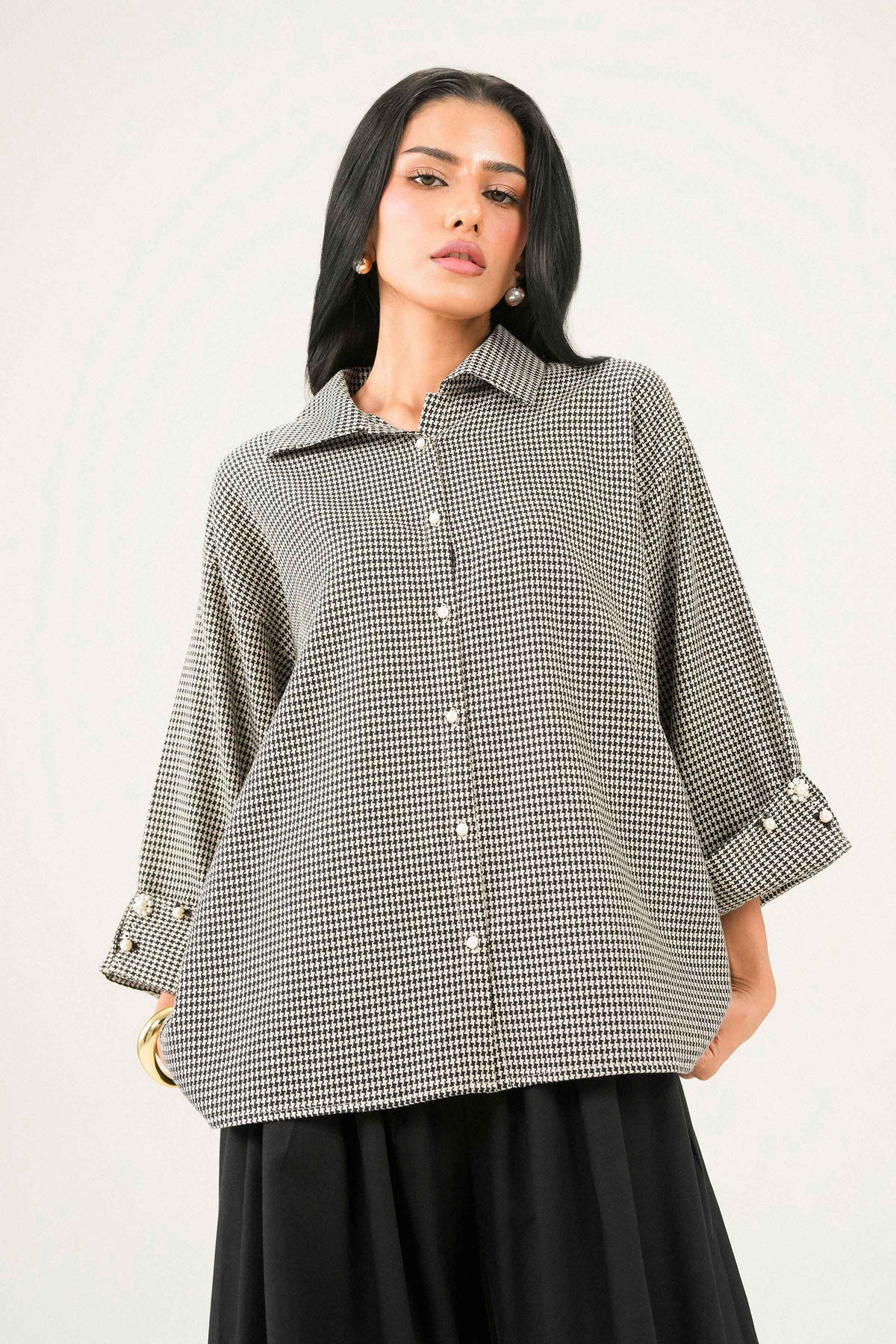 Nishat UK - Black Printed Yarn Dyed 1 Piece ready to wear Western Pret