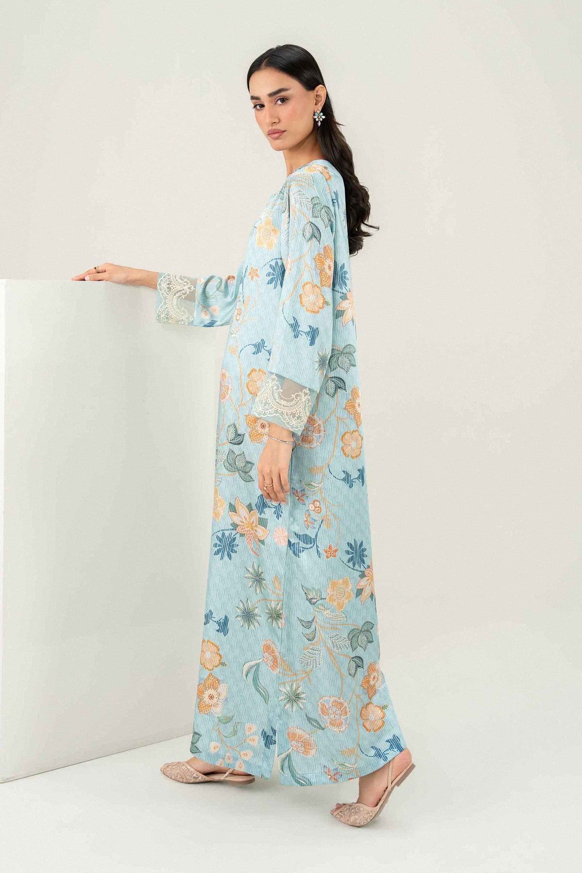 Nishat UK - Blue Embroidered Silk 1 Piece ready to wear long dress