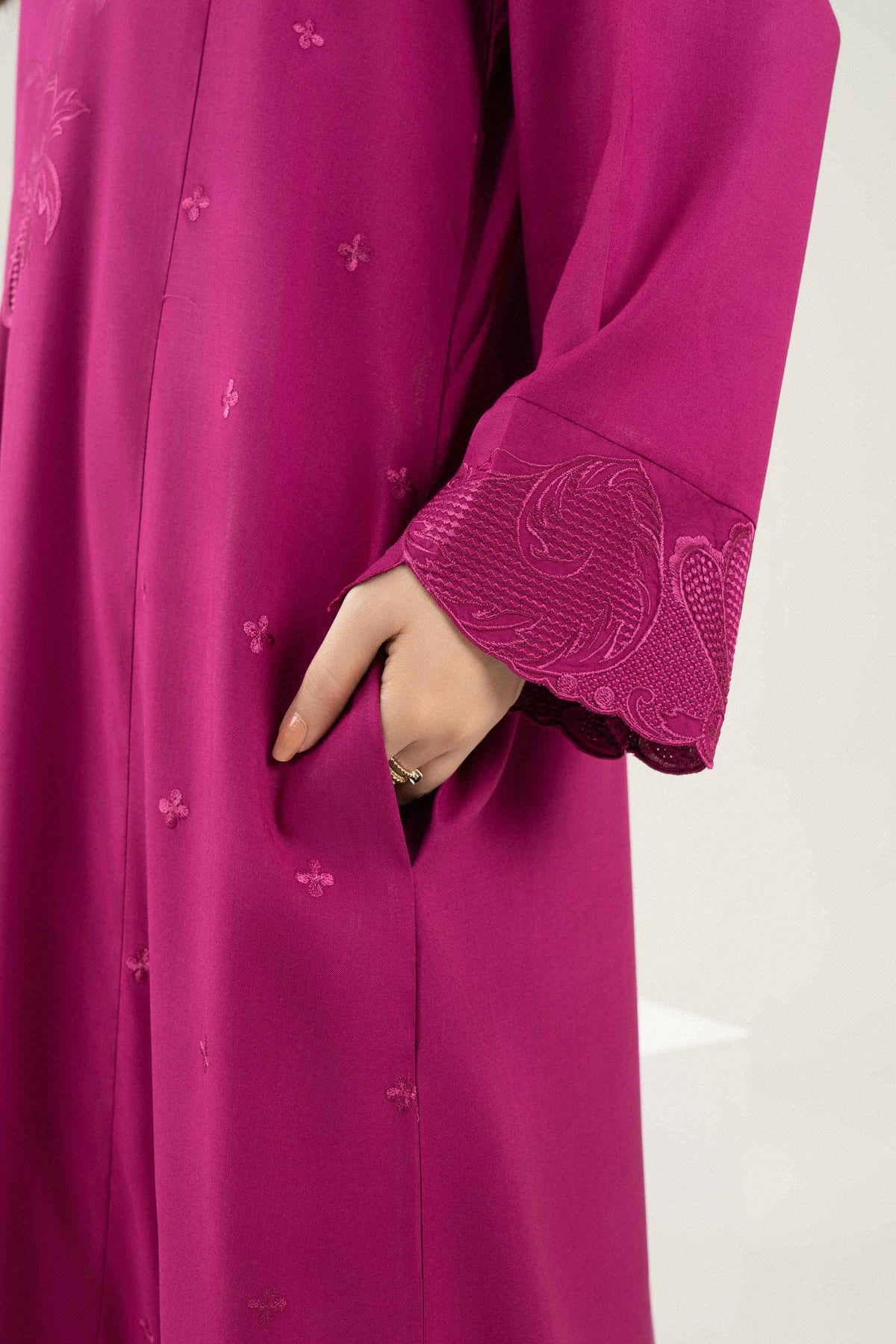 Nishat UK - Pink Embroidered Linen 1 Piece ready to wear long dress