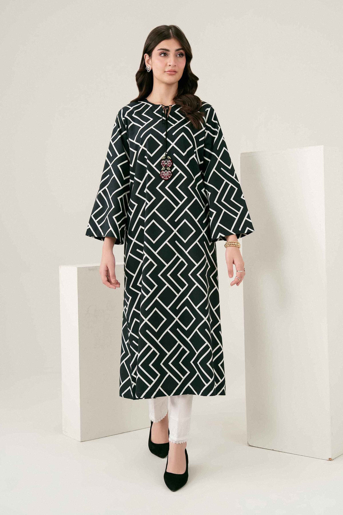 Nishat UK - Black Embroidered Viscose 1 Piece ready to wear