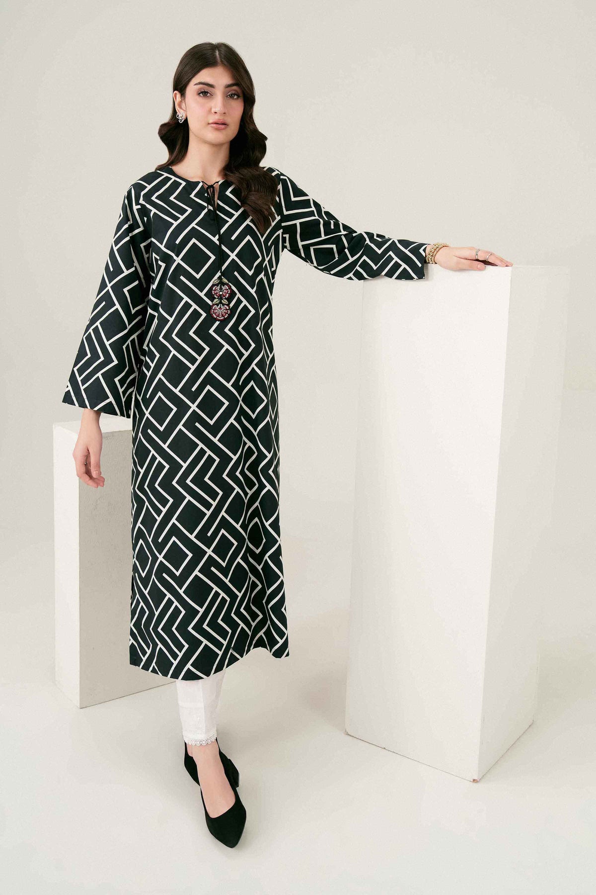Nishat UK - Black Embroidered Viscose 1 Piece ready to wear