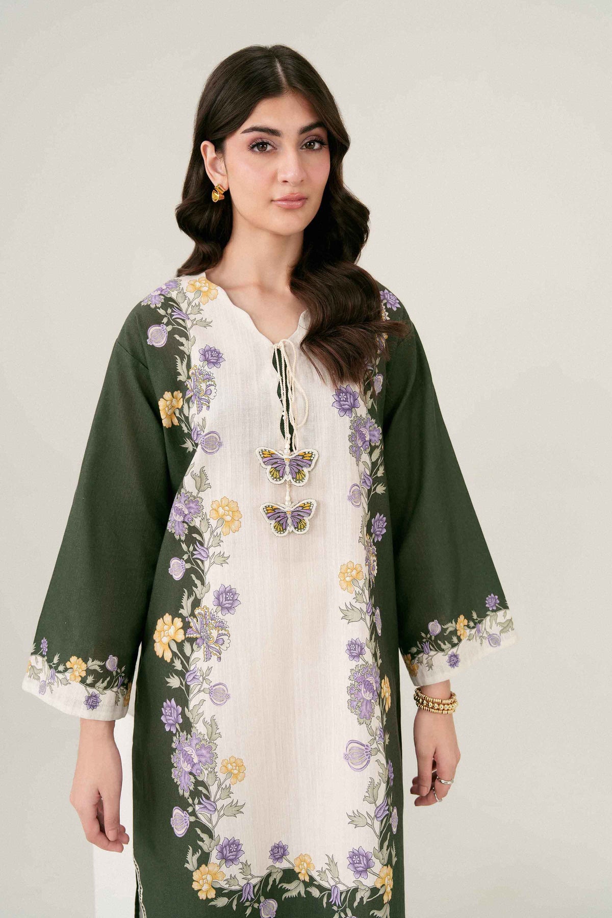 Nishat UK - Green Embroidered Khaddar 1 Piece ready to wear Shirt