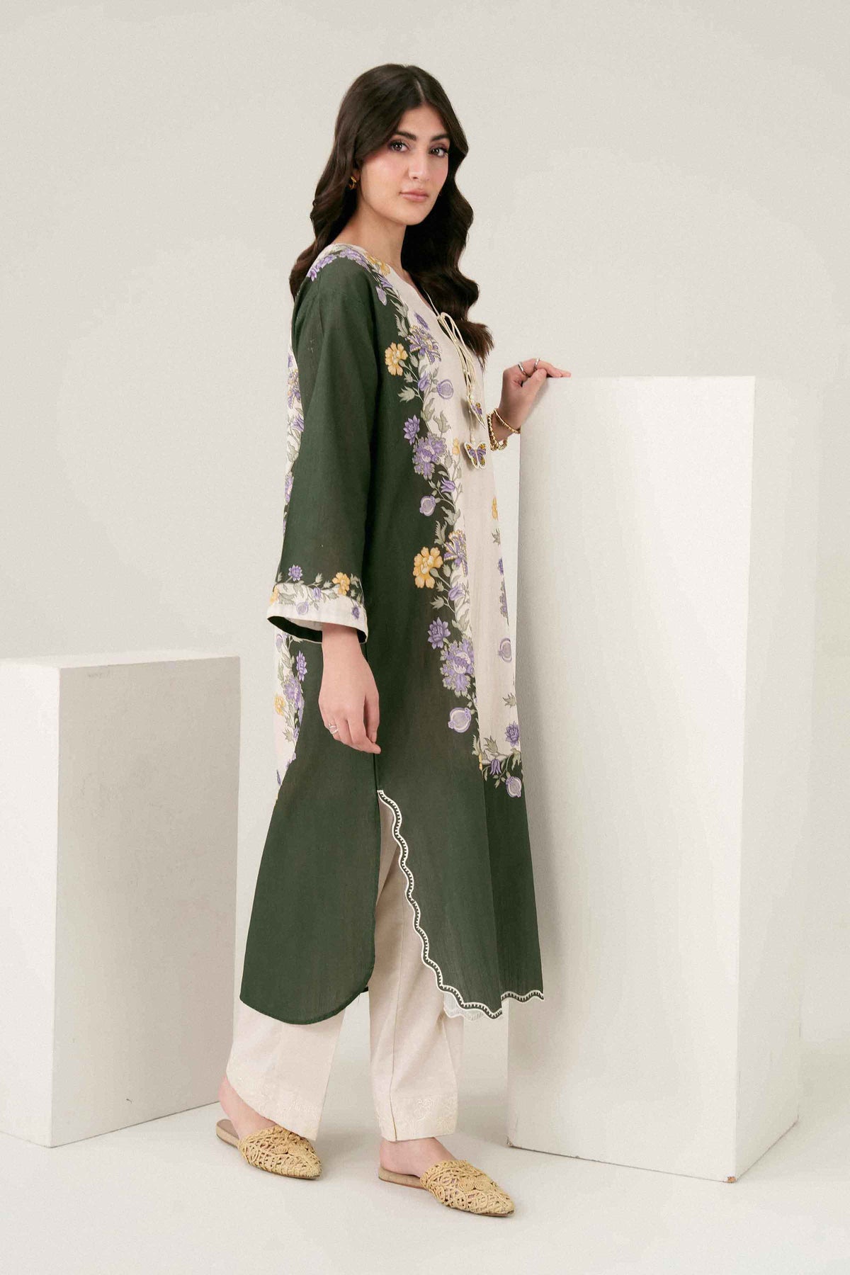 Nishat UK - Green Embroidered Khaddar 1 Piece ready to wear Shirt
