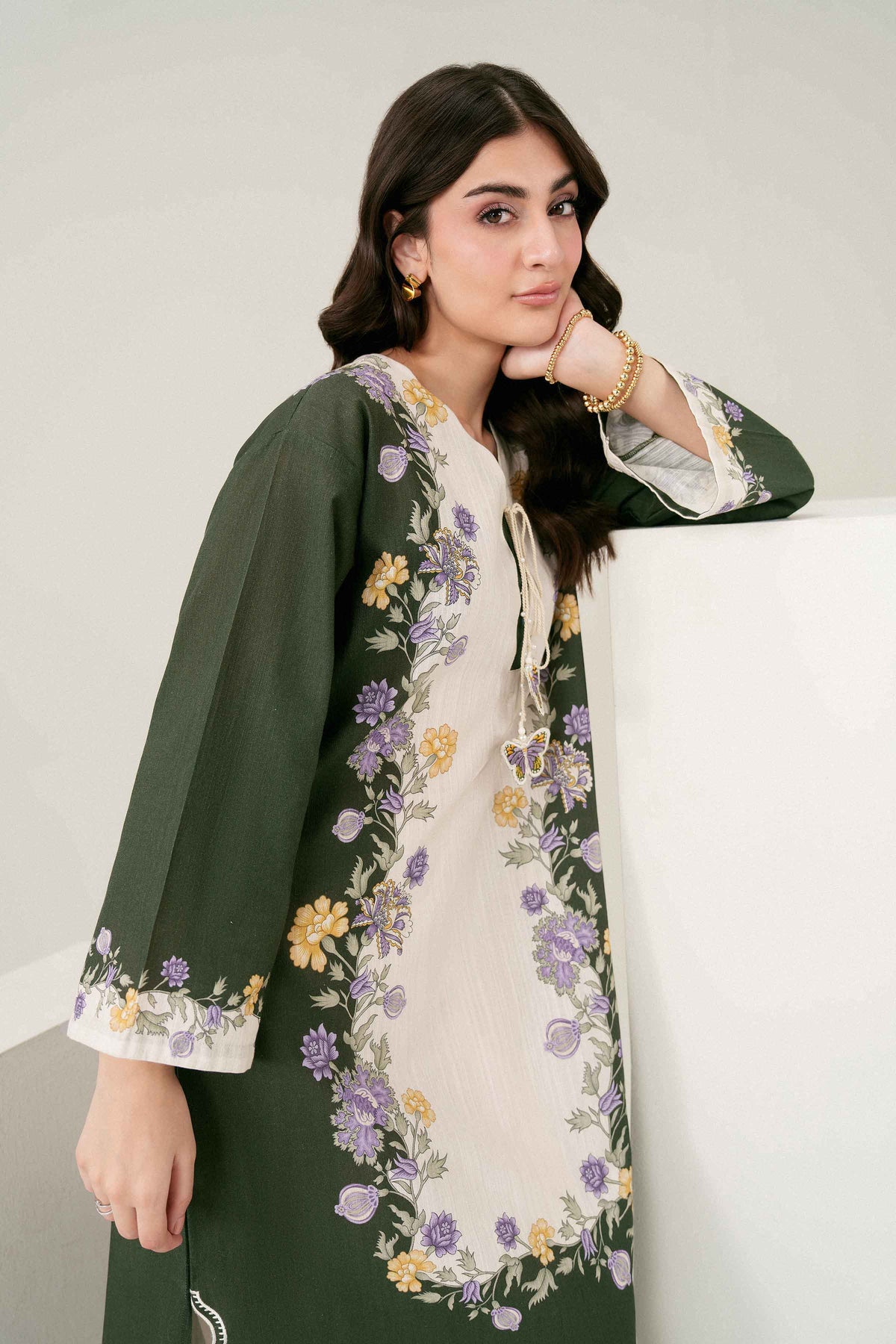 Nishat UK - Green Embroidered Khaddar 1 Piece ready to wear Shirt