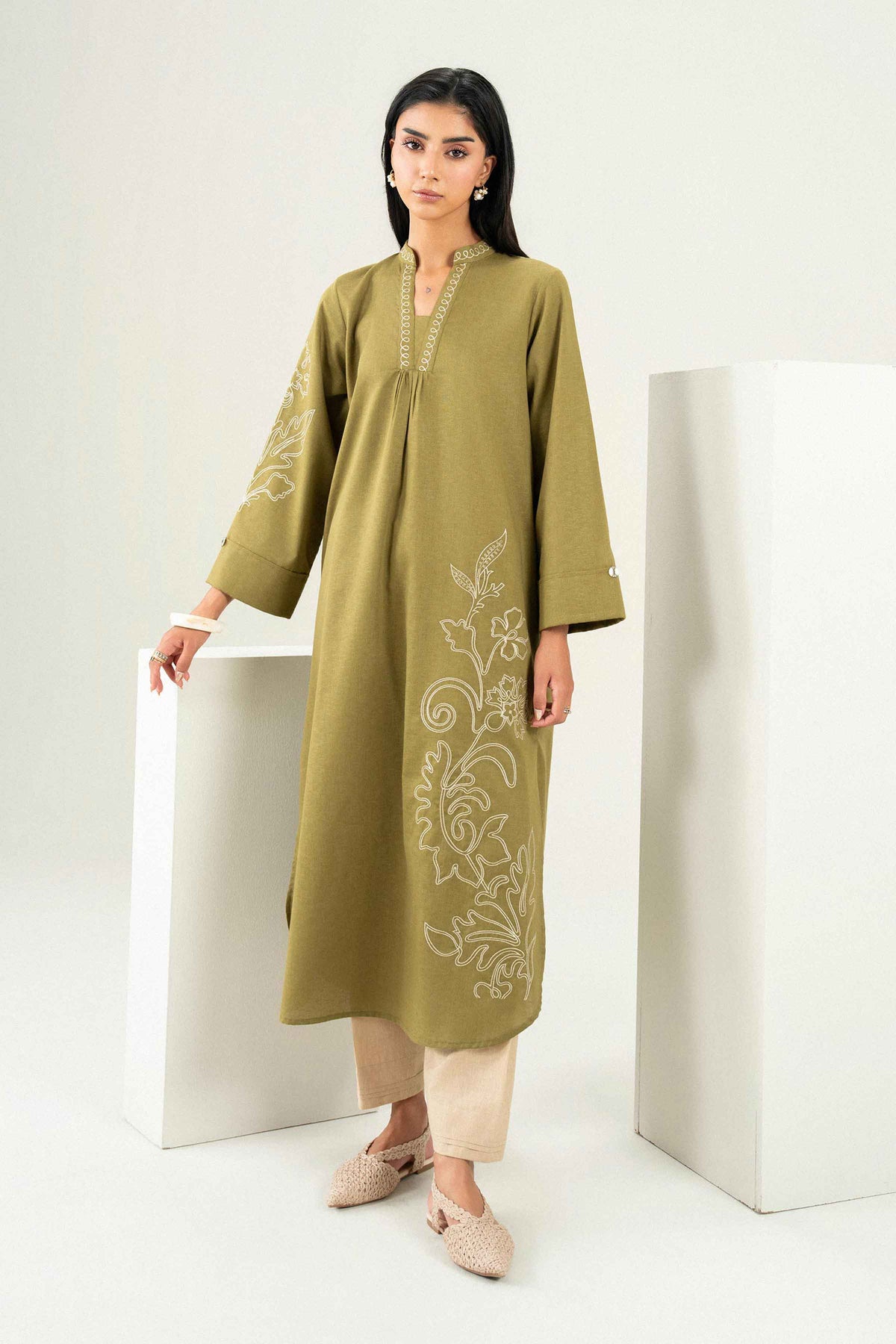 Nishat UK - Green Embroidered Karandi 1 Piece ready to wear