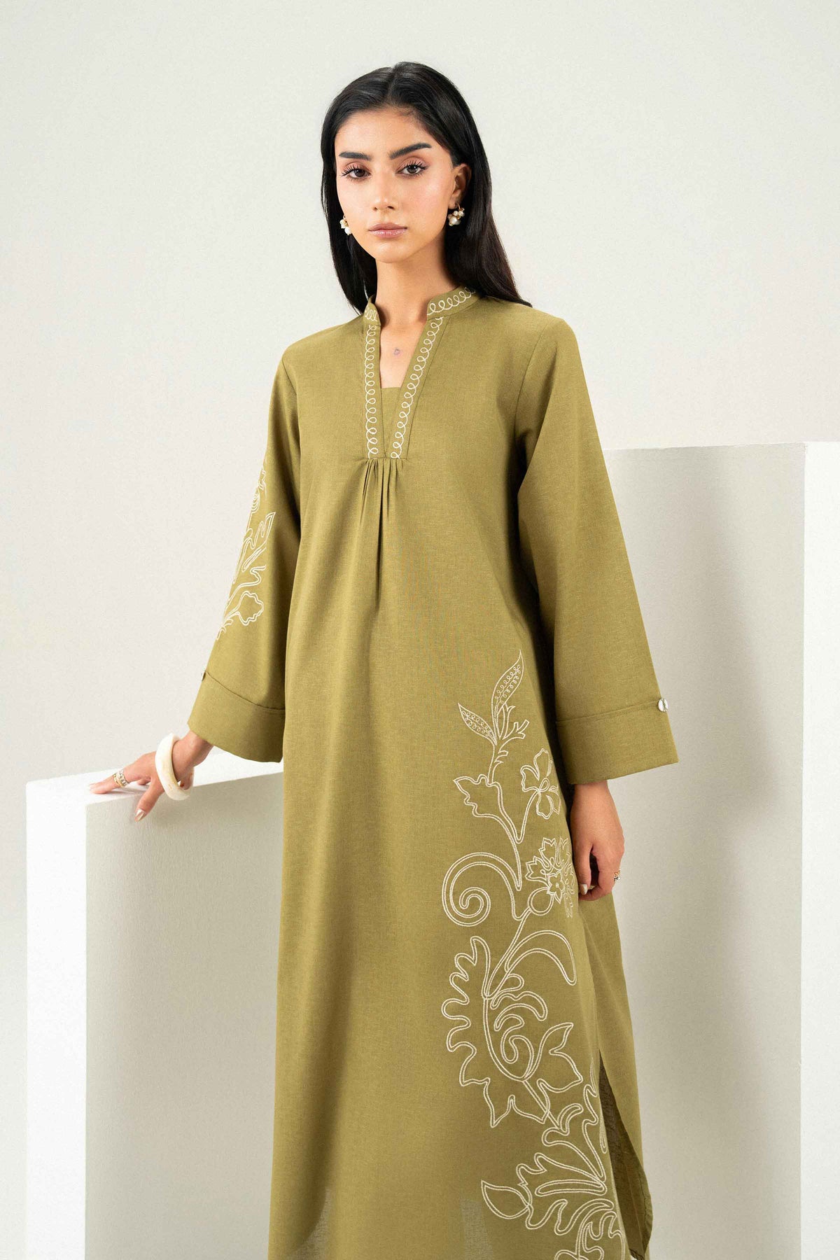 Nishat UK - Green Embroidered Karandi 1 Piece ready to wear
