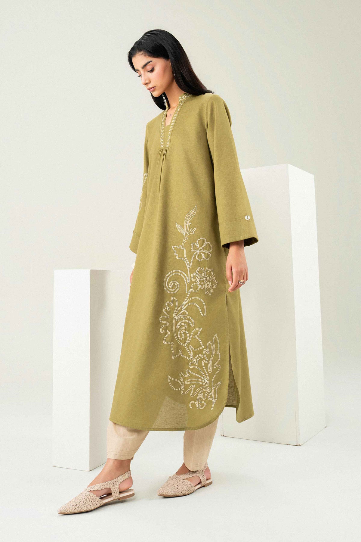 Nishat UK - Green Embroidered Karandi 1 Piece ready to wear