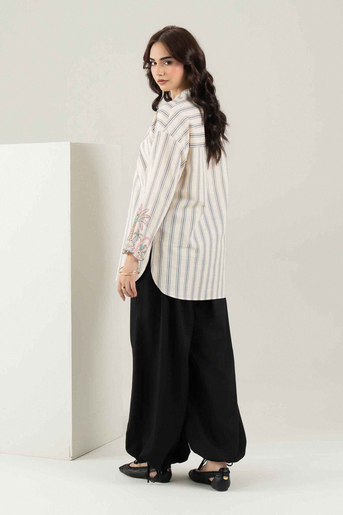 Nishat UK - Off White Embroidered Yarn Dyed 1 Piece ready to wear Tunic