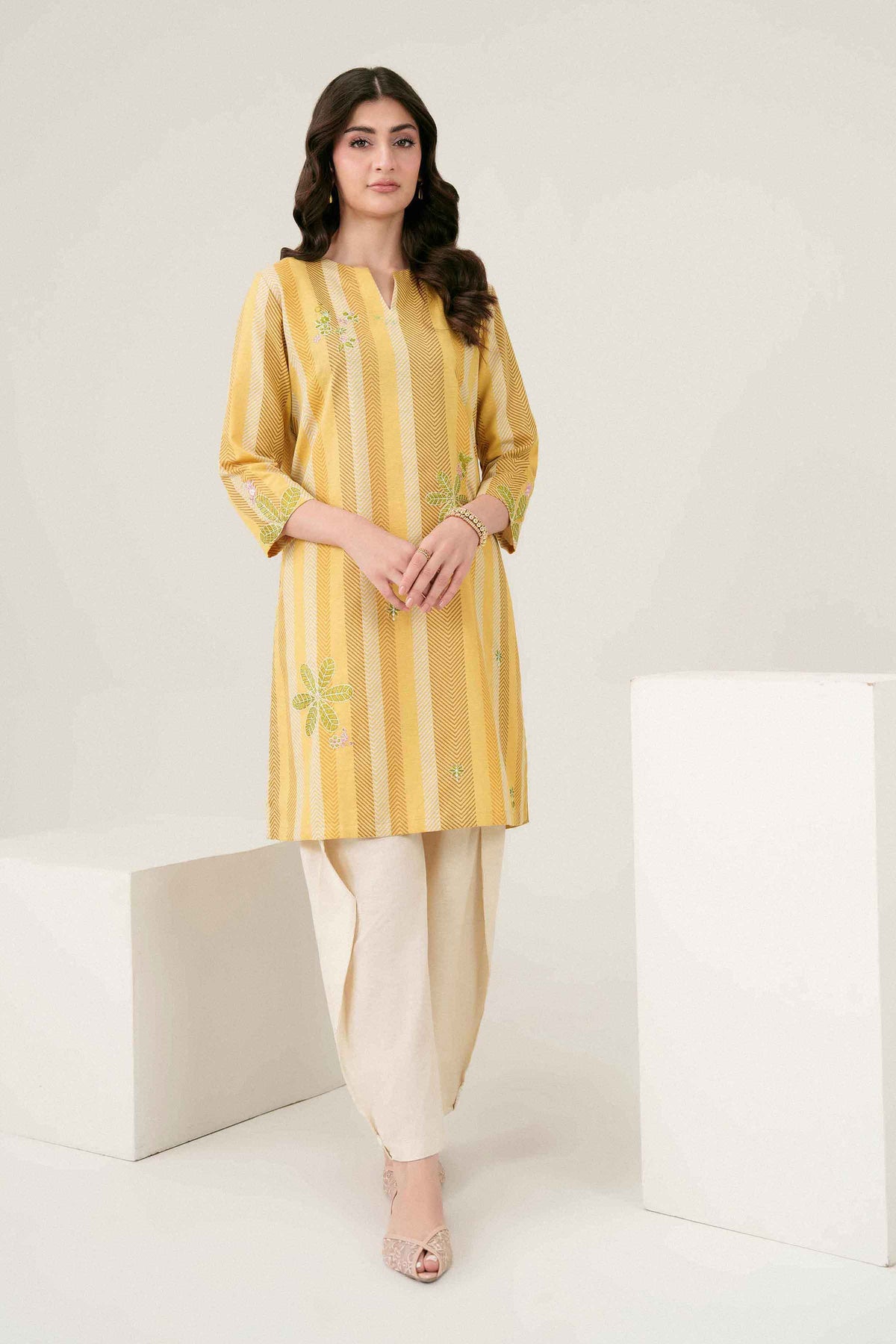 Nishat UK - Yellow Embroidered Karandi 1 Piece ready to wear Shirt