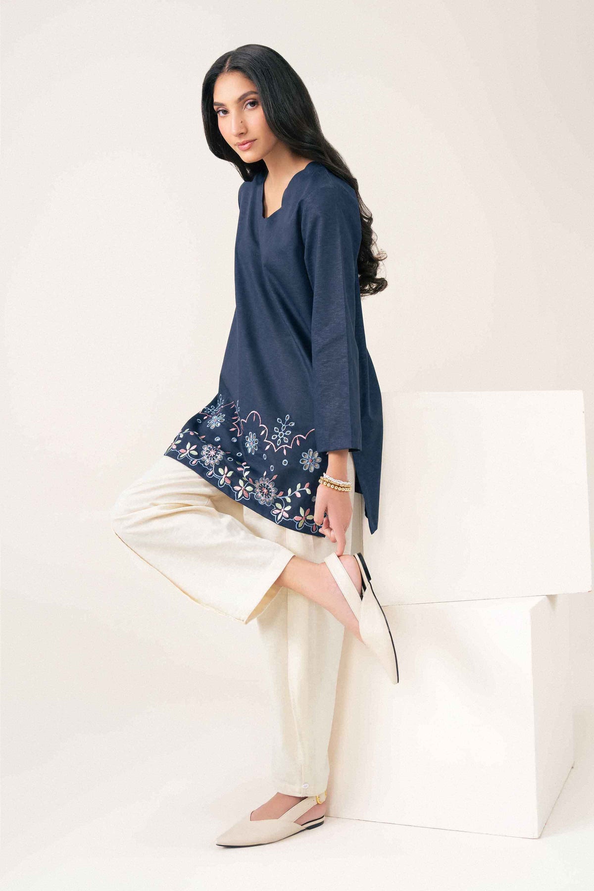 Nishat UK - Blue Embroidered Karandi 1 Piece ready to wear Shirt