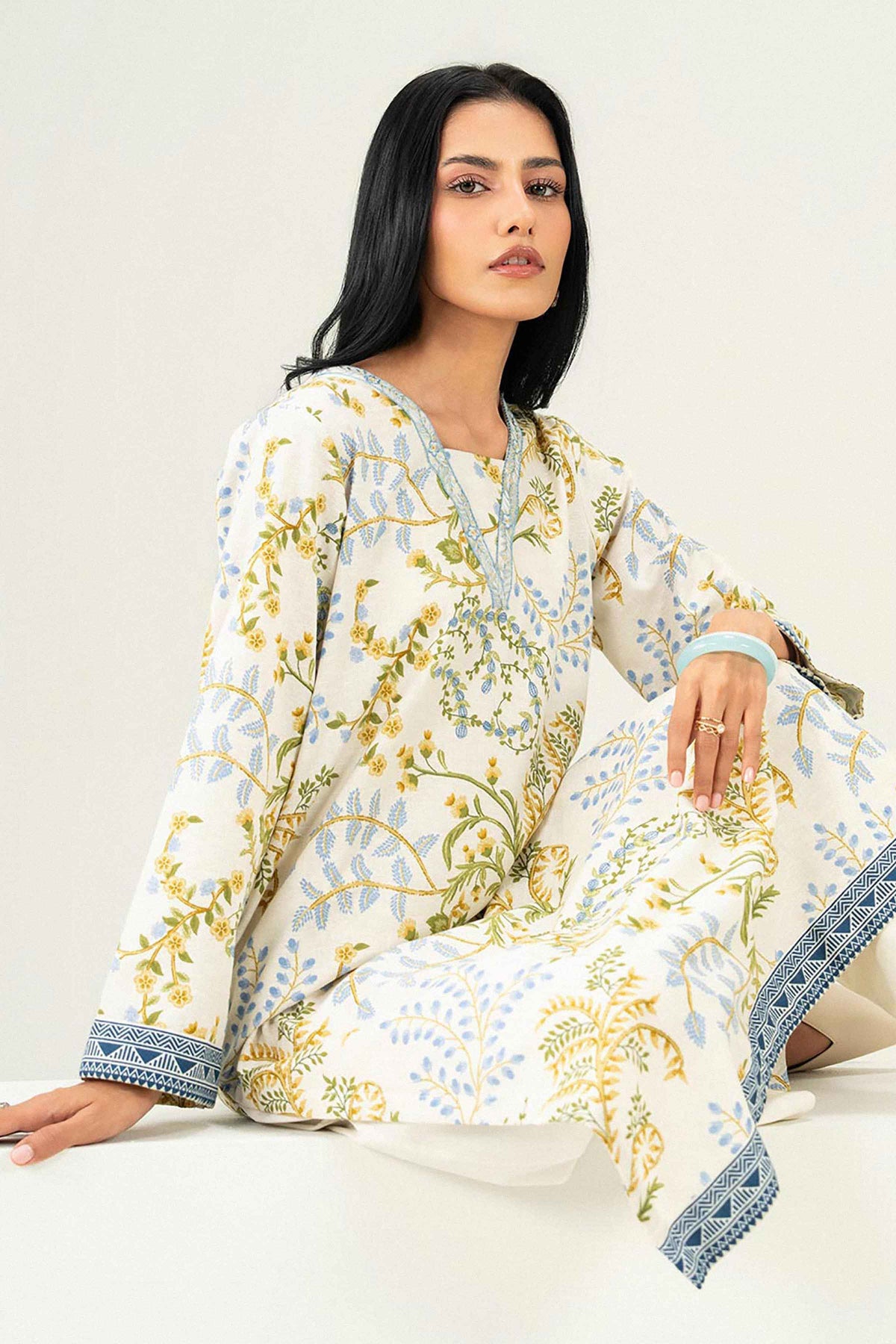 Nishat UK - Off White Embroidered Karandi 1 Piece ready to wear Shirt