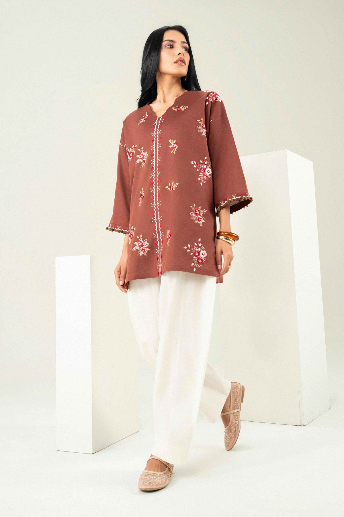 Nishat UK - Brown Embroidered Karandi 1 Piece ready to wear