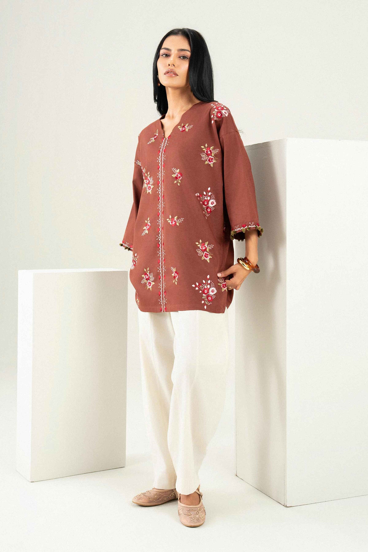 Nishat UK - Brown Embroidered Karandi 1 Piece ready to wear