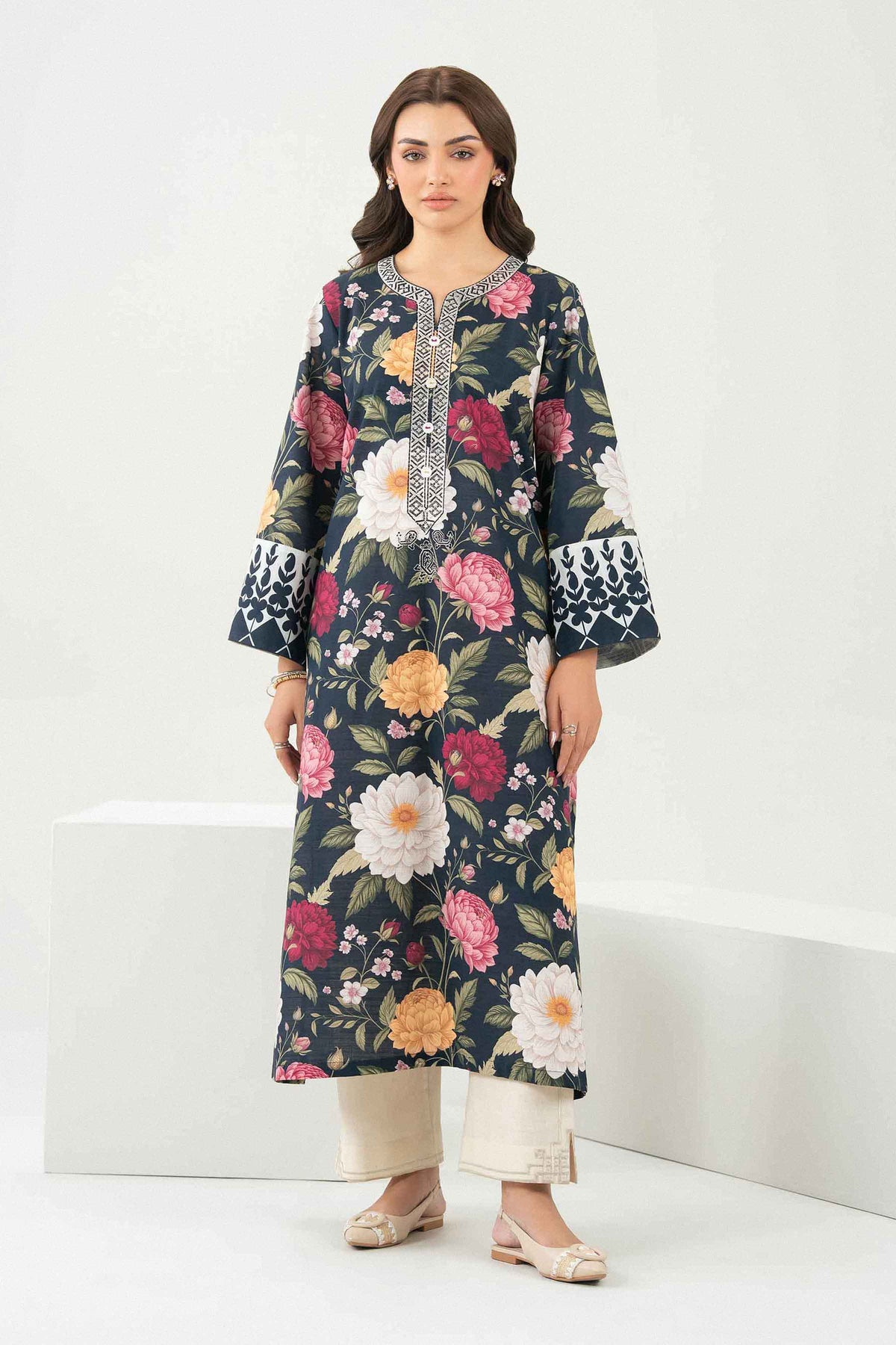 Nishat UK - Black Embroidered Khaddar 1 Piece ready to wear Shirt
