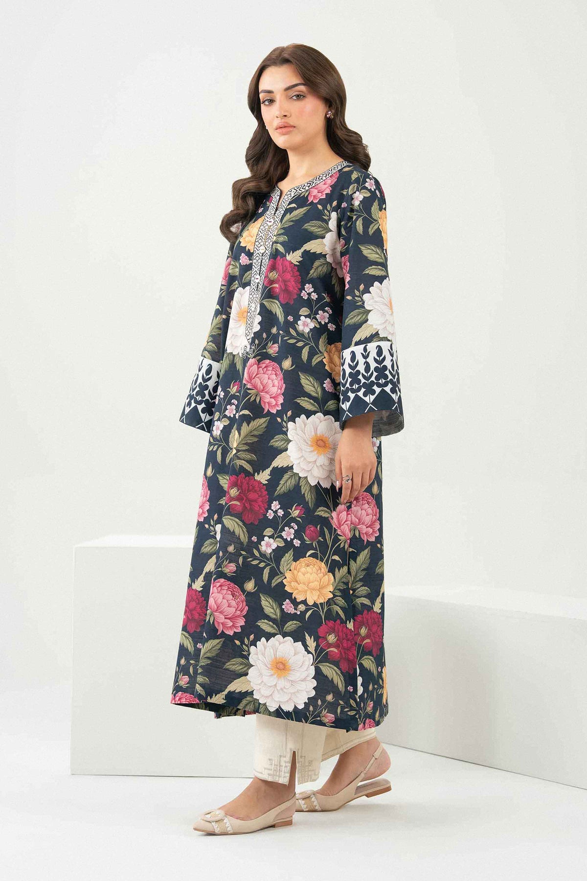 Nishat UK - Black Embroidered Khaddar 1 Piece ready to wear Shirt