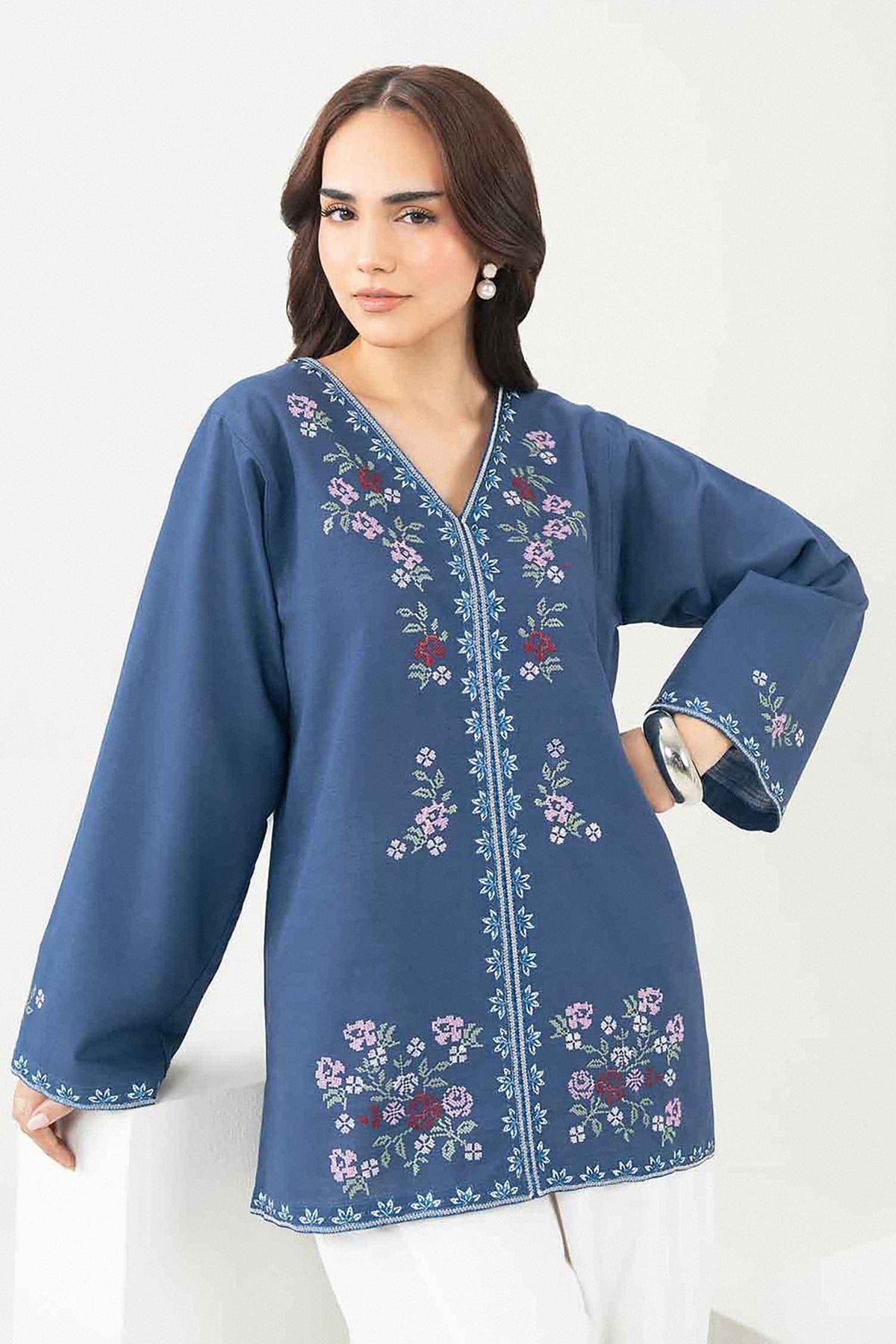 Nishat UK - Blue Embroidered Khaddar 1 Piece ready to wear Tunic