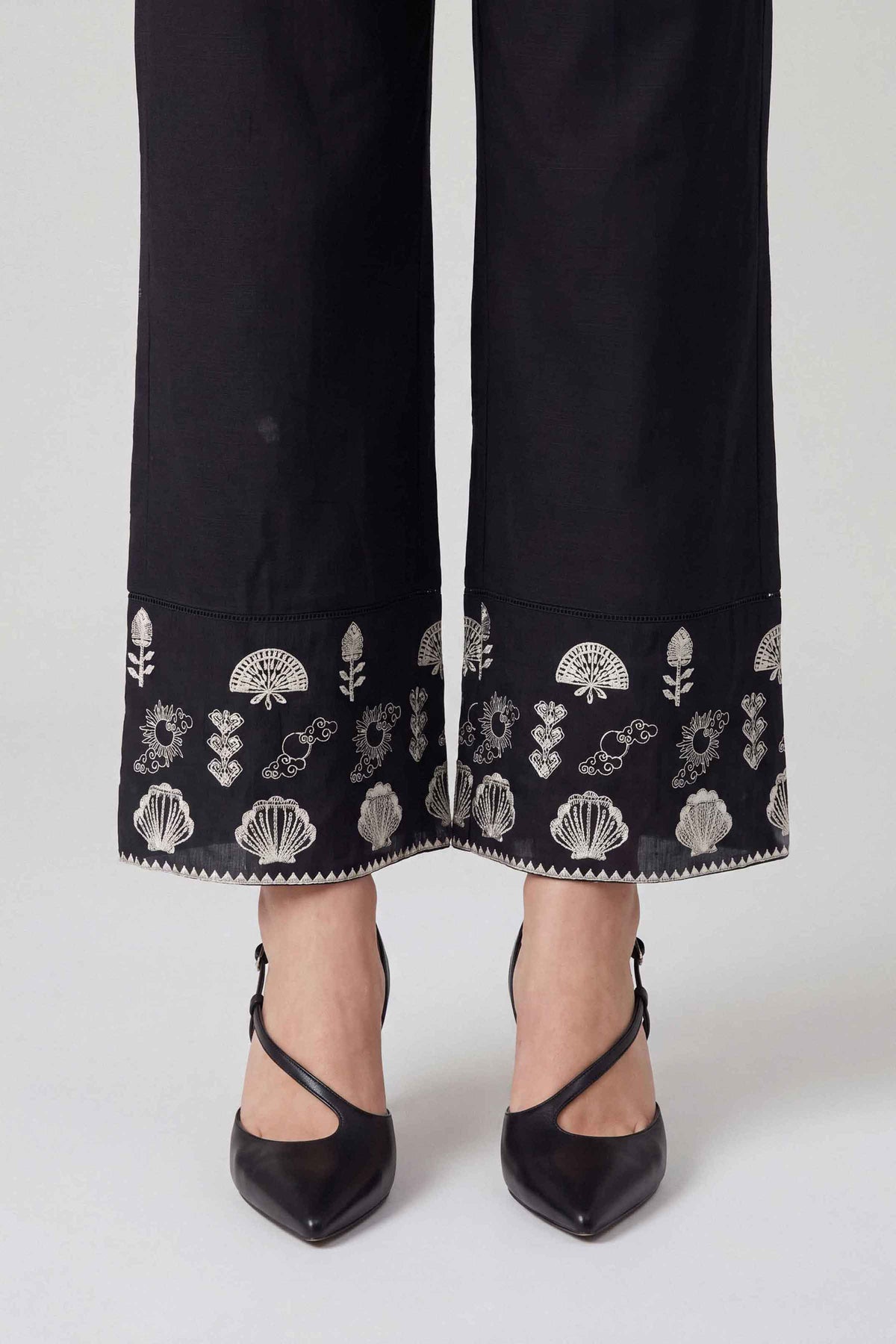 Nishat UK - Black Embroidered Khaddar 1 Piece ready to wear bottom