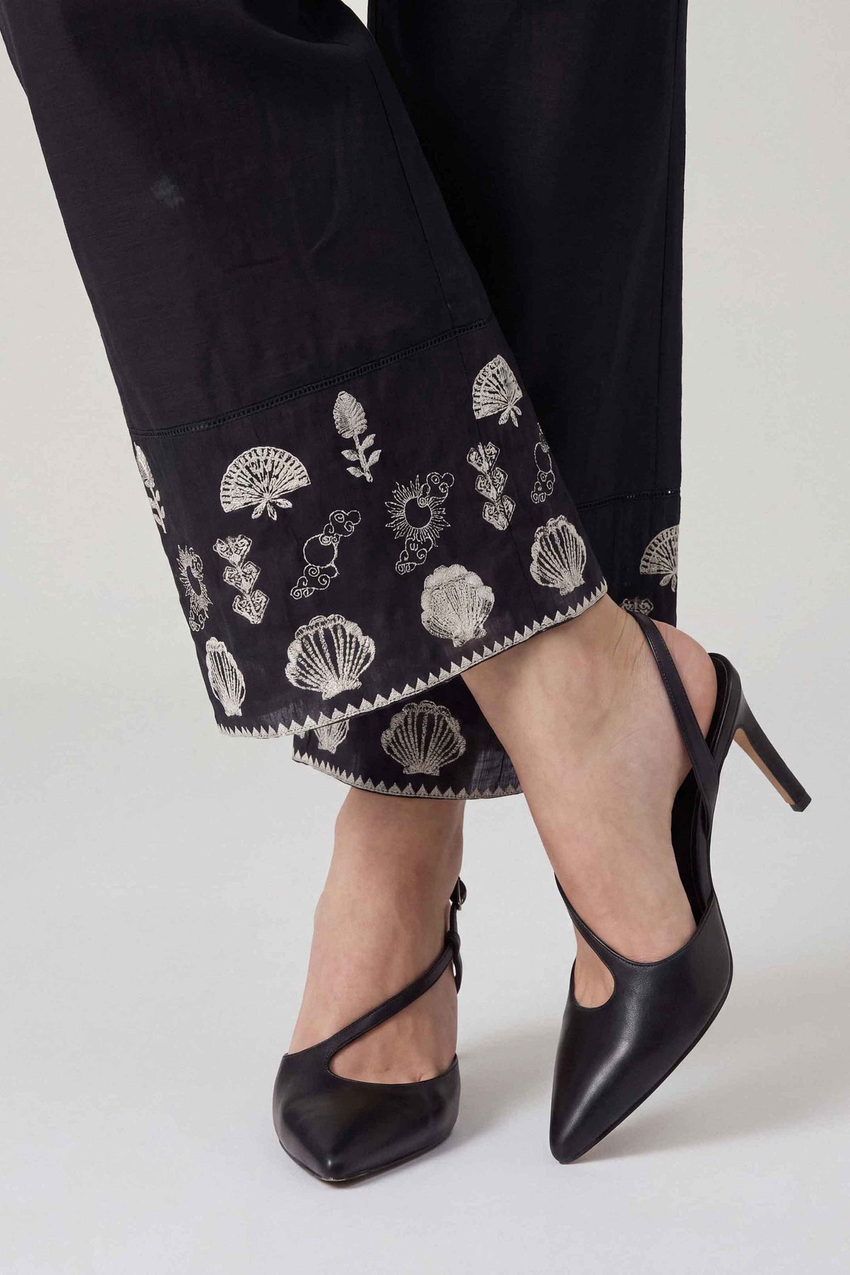 Nishat UK - Black Embroidered Khaddar 1 Piece ready to wear bottom