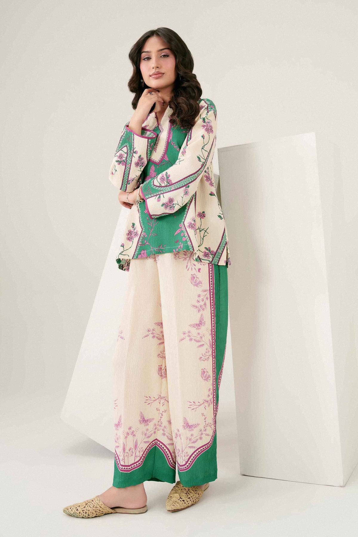 Nishat UK - Off White Printed Crepe 2 Pieces ready to wear