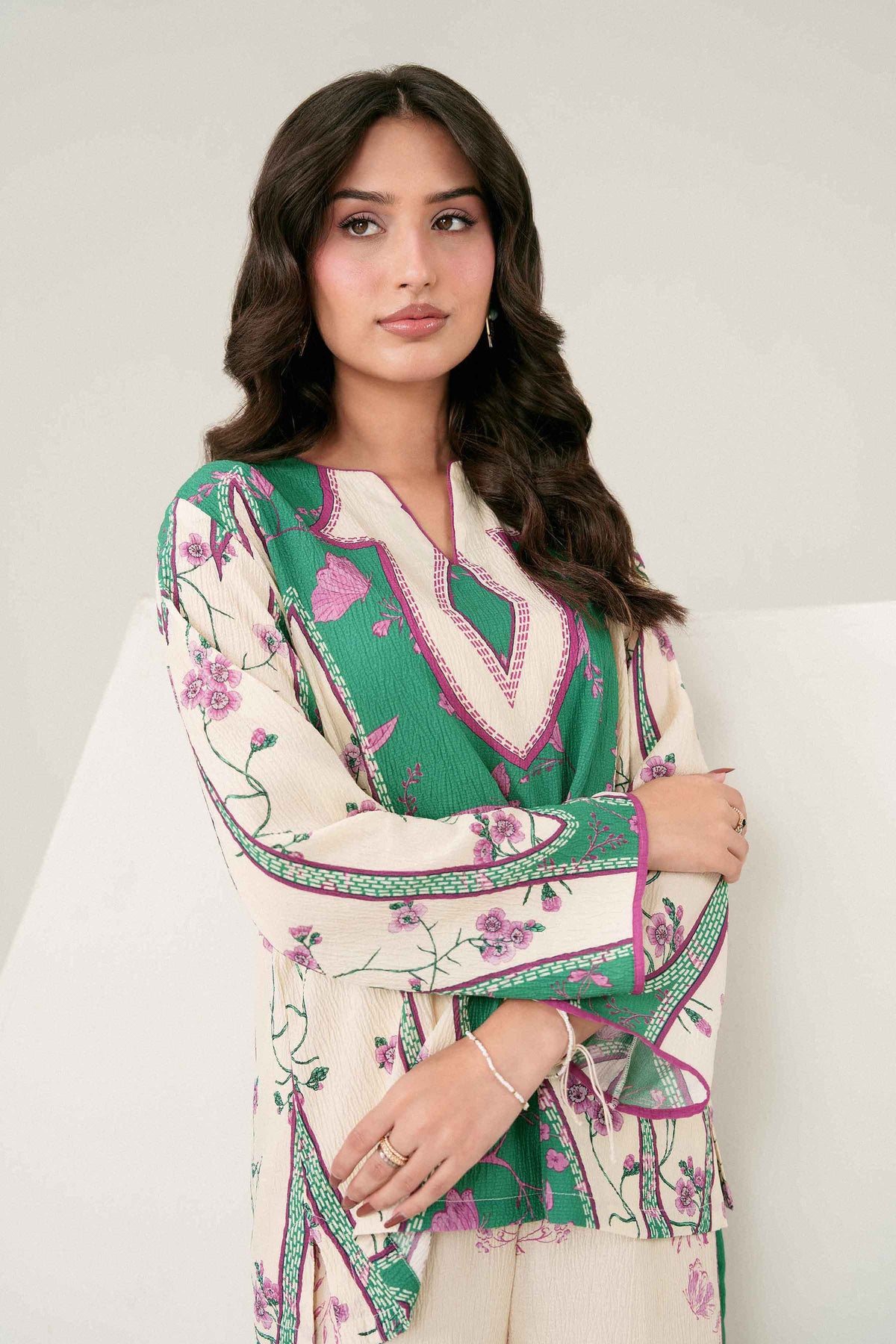 Nishat UK - Off White Printed Crepe 2 Pieces ready to wear