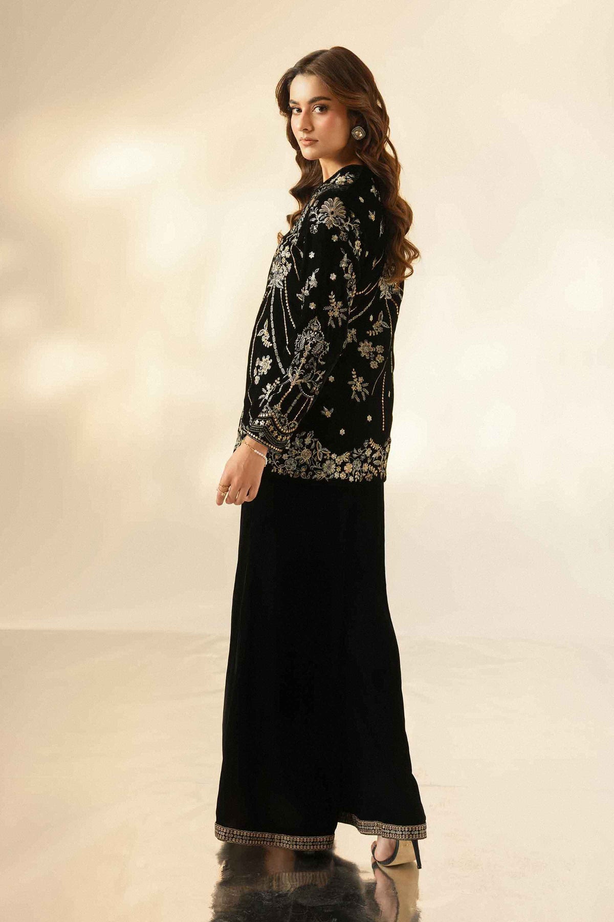 Nishat UK - Black Embroidered Velvet 2 Pieces ready to wear Dress