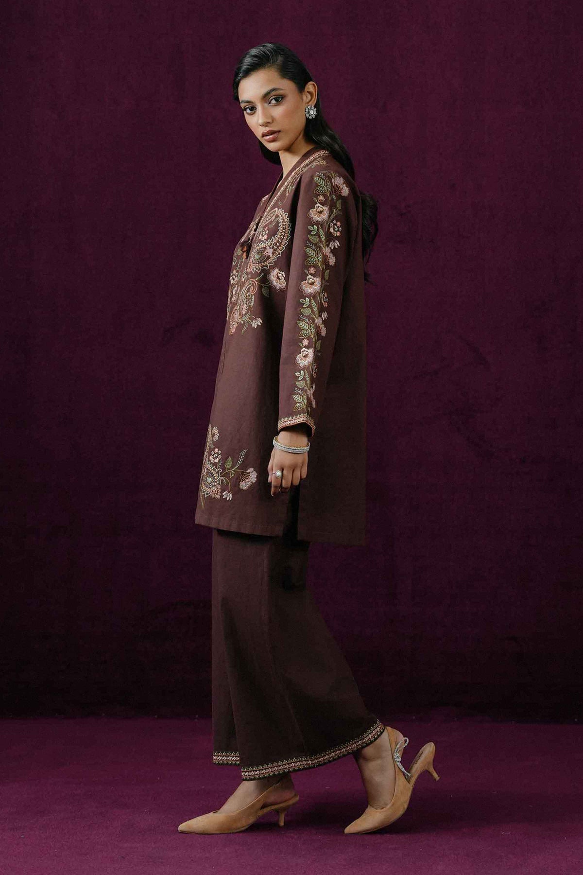 Nishat UK - Purple Embroidered Linen 2 Pieces ready to wear Dress