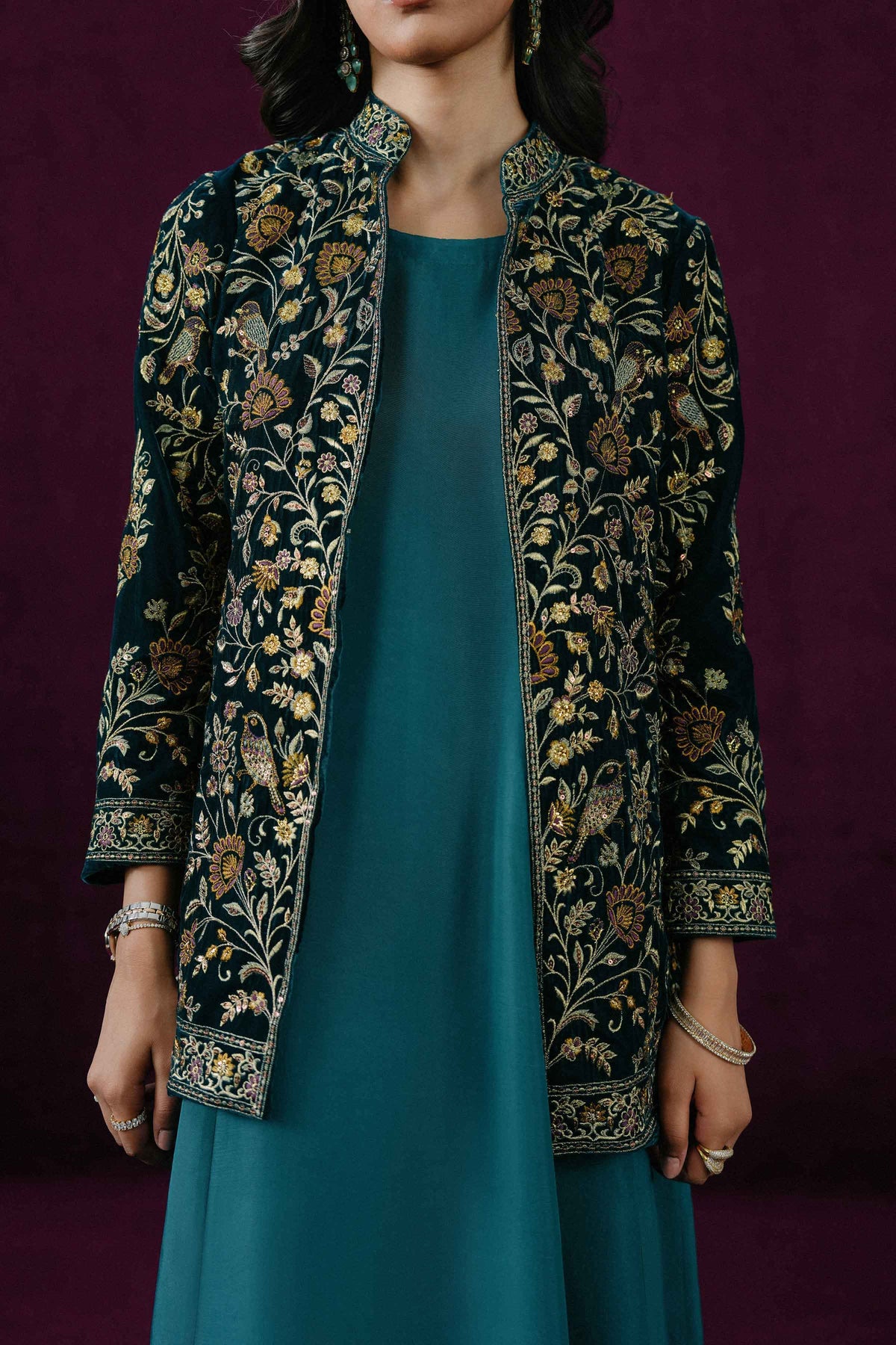 Nishat UK - Blue Embroidered Velvet 2 Pieces ready to wear Dress