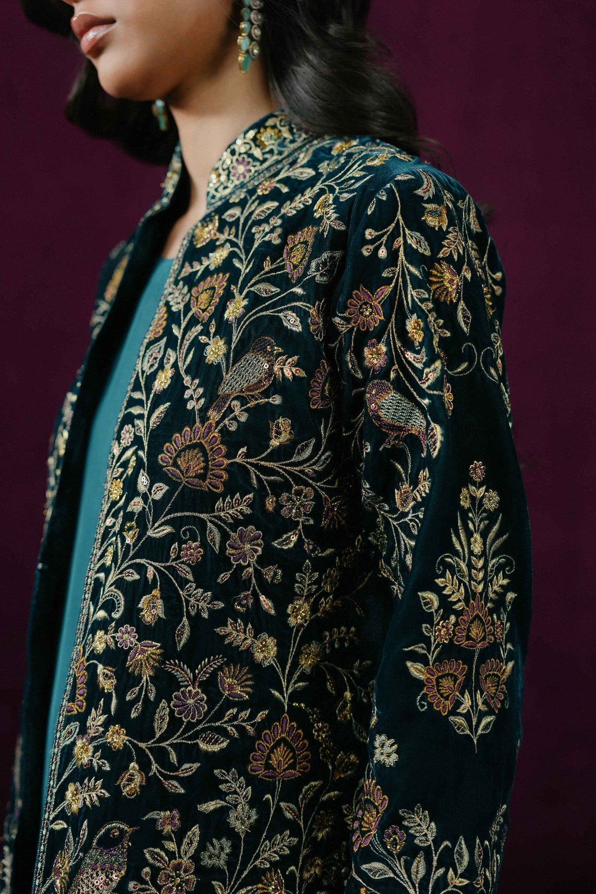 Nishat UK - Blue Embroidered Velvet 2 Pieces ready to wear Dress