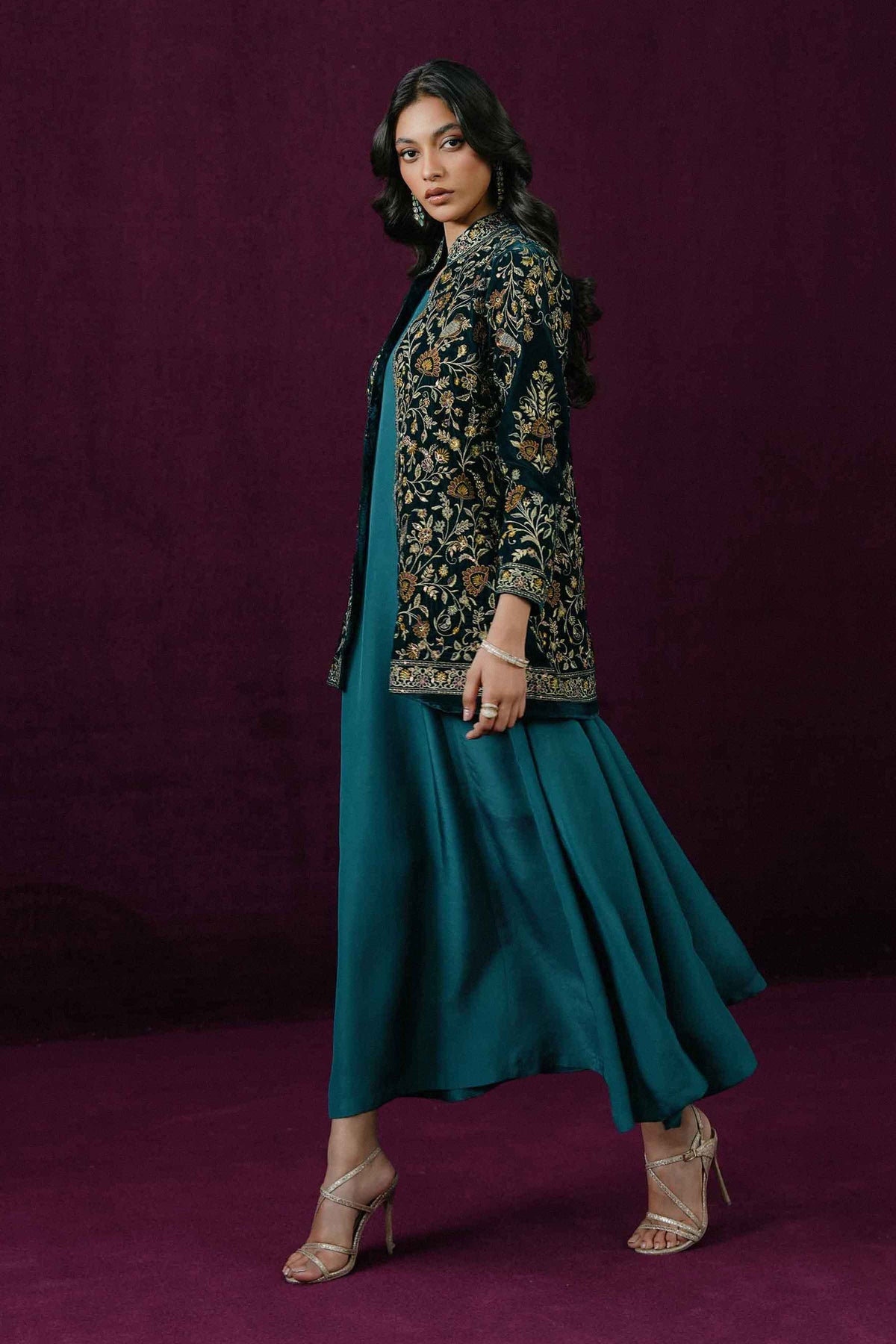 Nishat UK - Blue Embroidered Velvet 2 Pieces ready to wear Dress