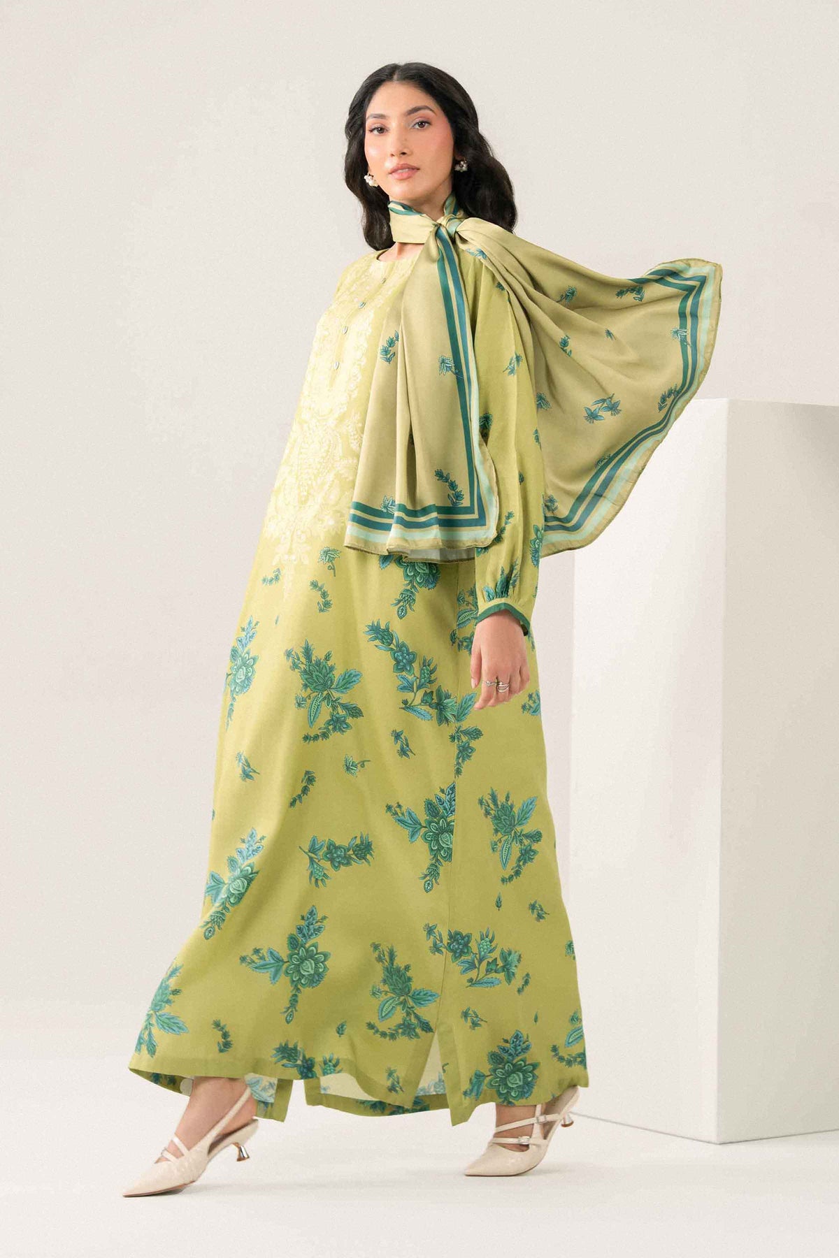 Nishat UK - Green Printed Silk 2 Pieces ready to wear Dress