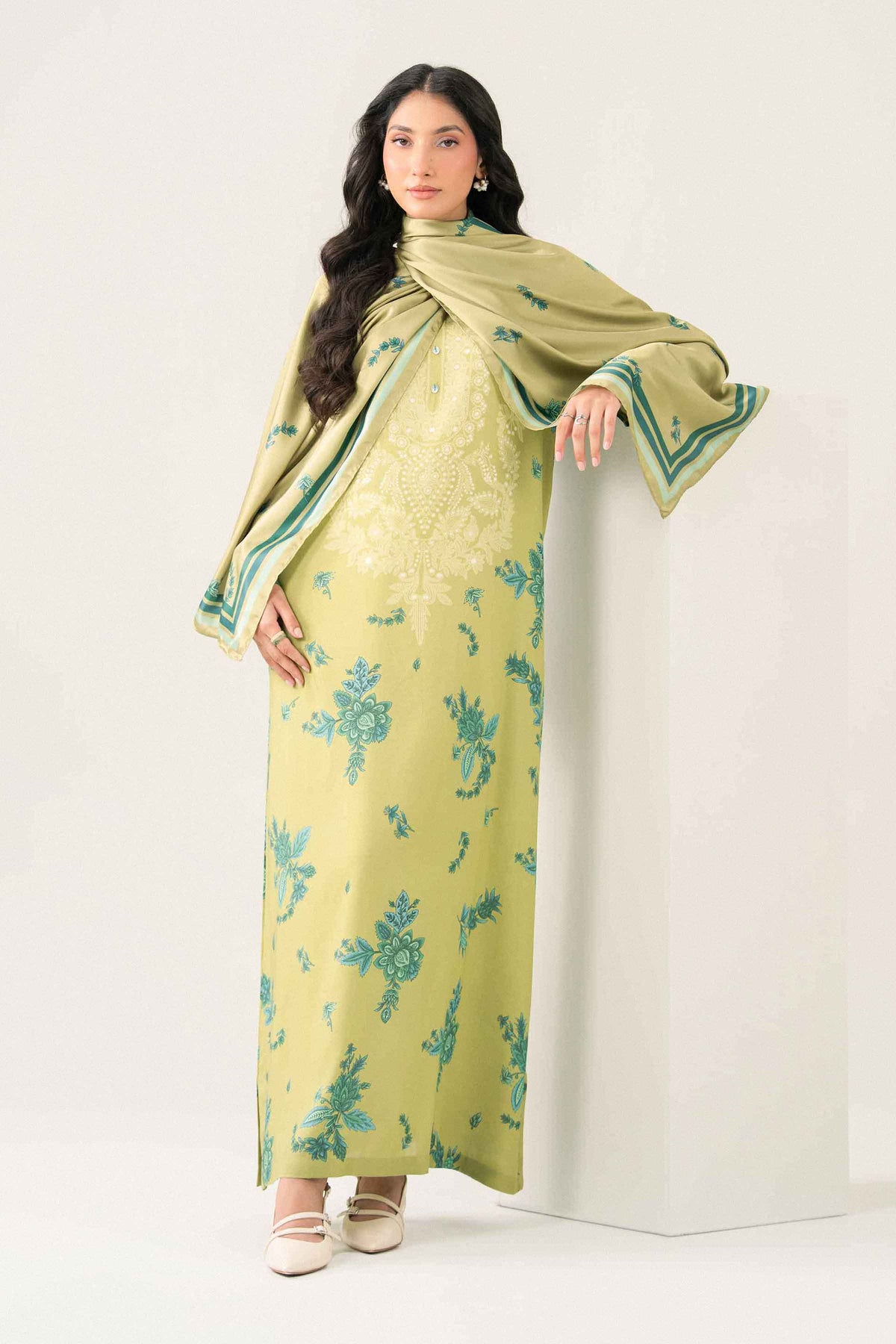 Nishat UK - Green Printed Silk 2 Pieces ready to wear Dress