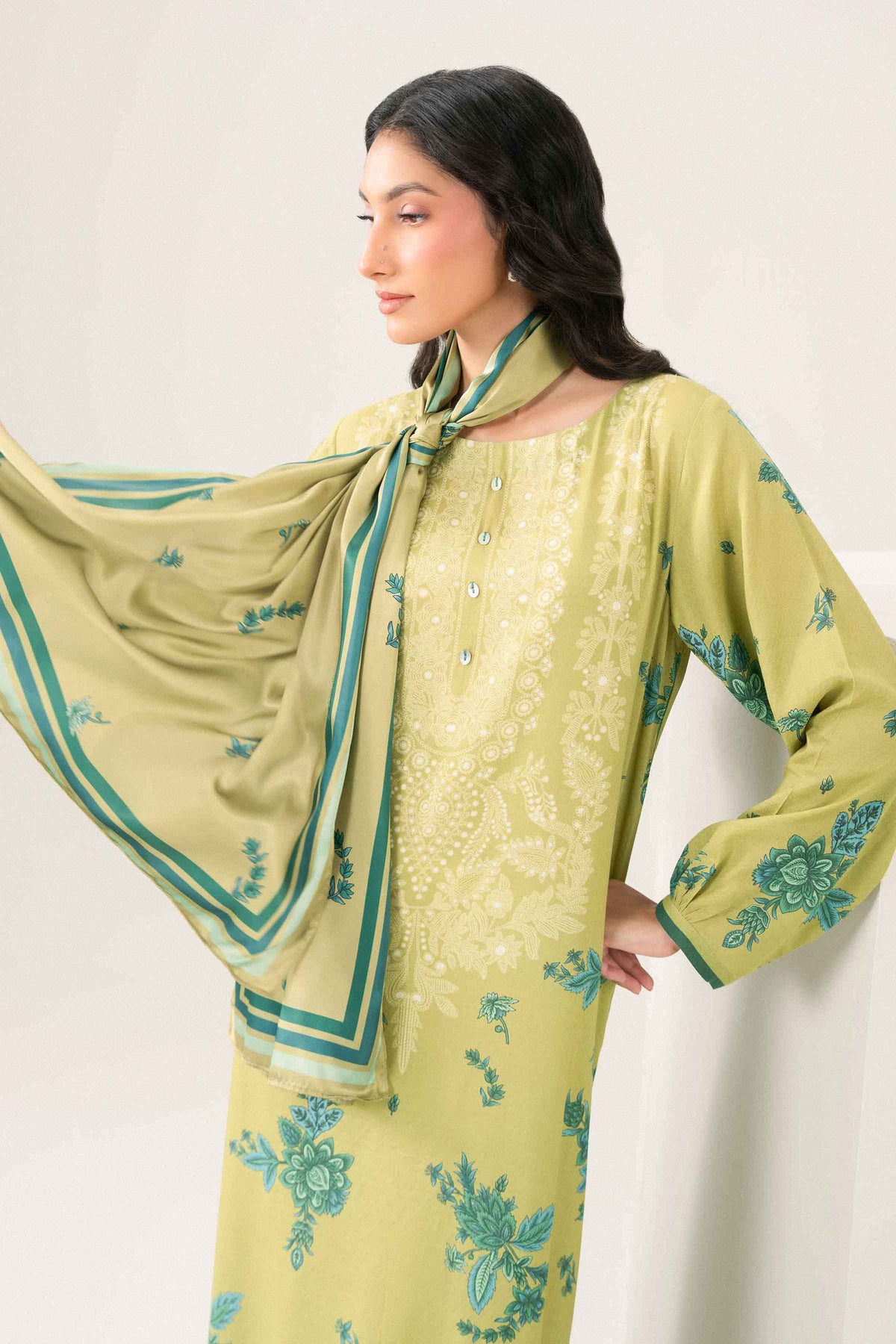 Nishat UK - Green Printed Silk 2 Pieces ready to wear Dress