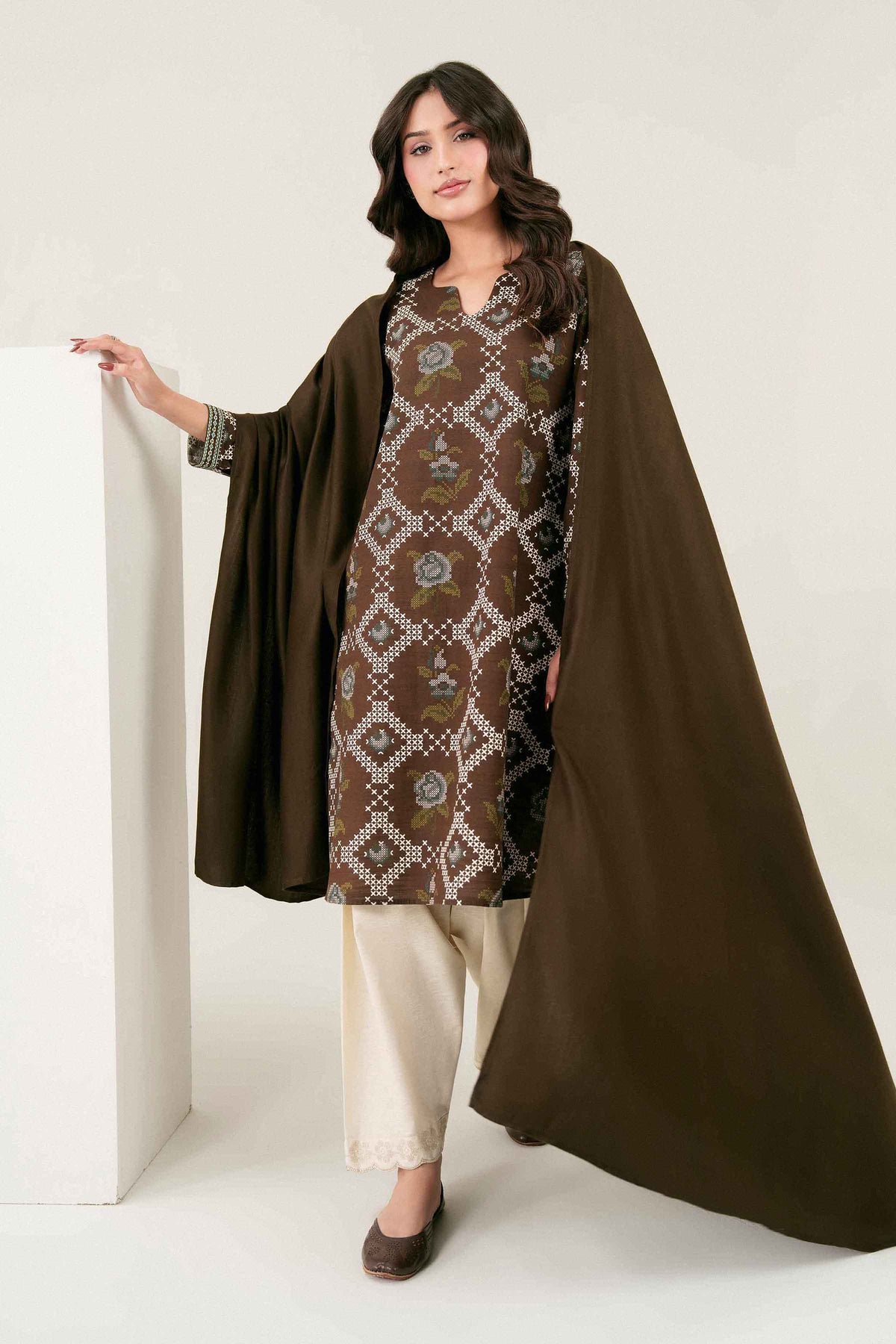 Nishat UK - Brown Printed Khaddar 2 Pieces ready to wear