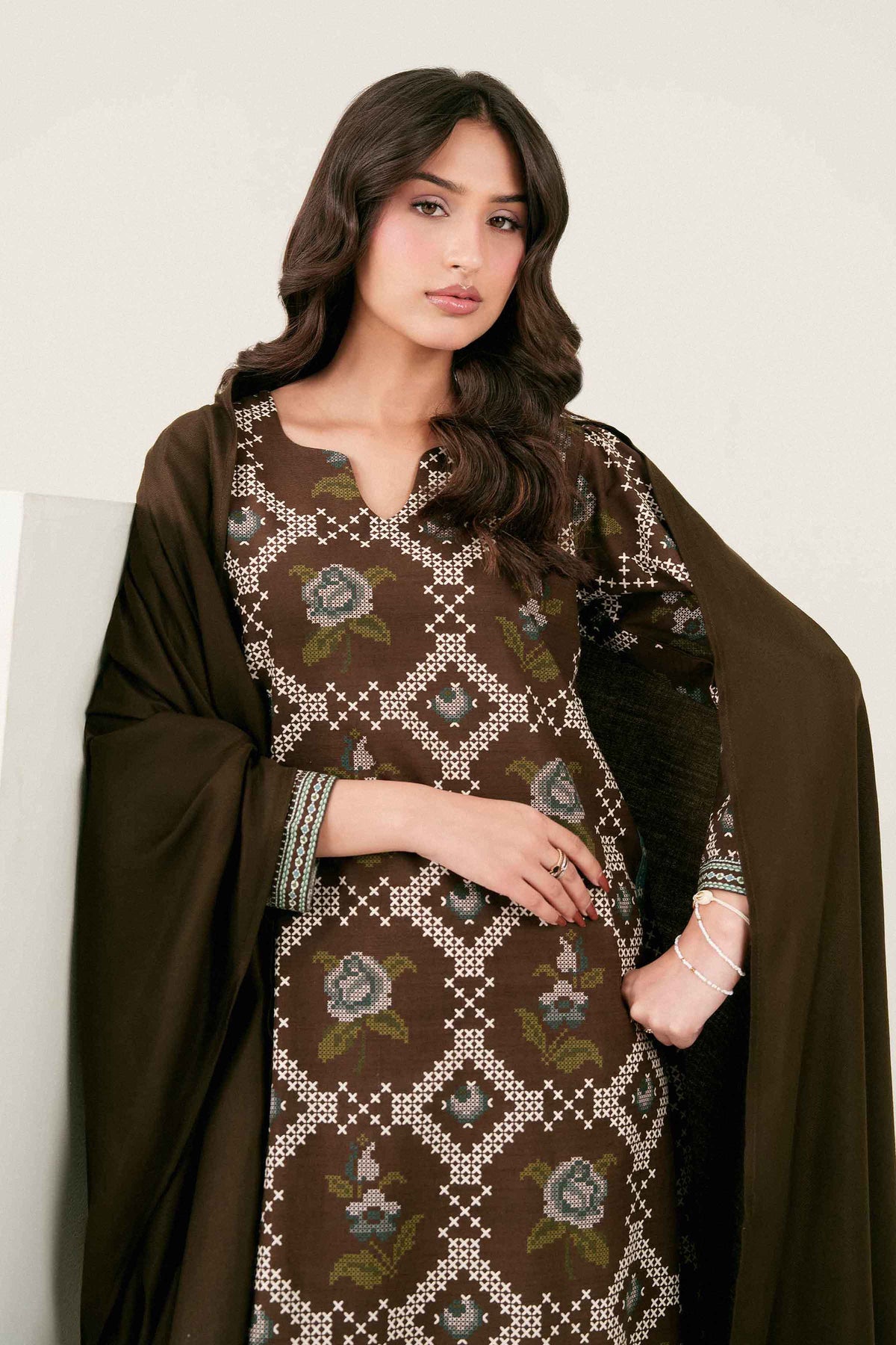 Nishat UK - Brown Printed Khaddar 2 Pieces ready to wear