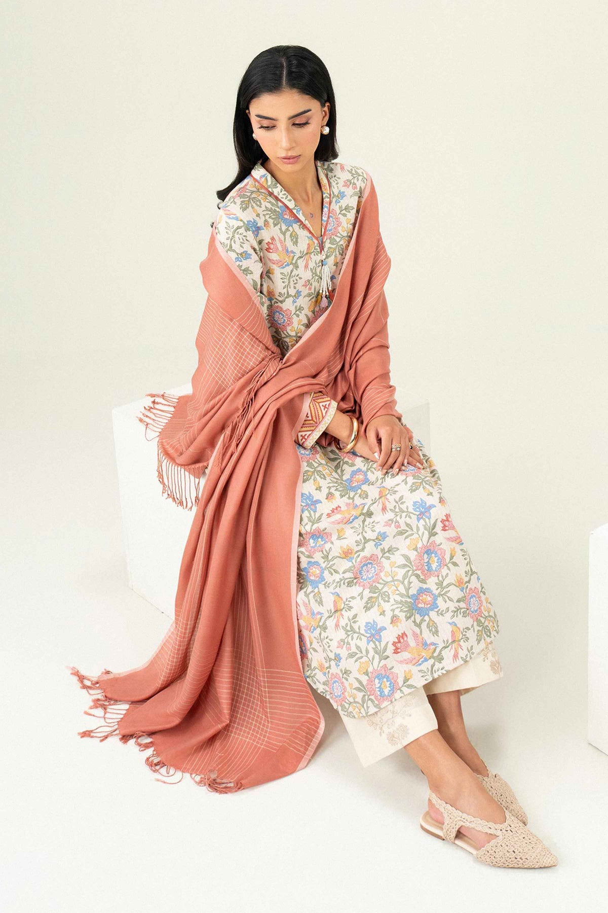 Nishat UK - Pink Embroidered Karandi 2 Pieces ready to wear Dress