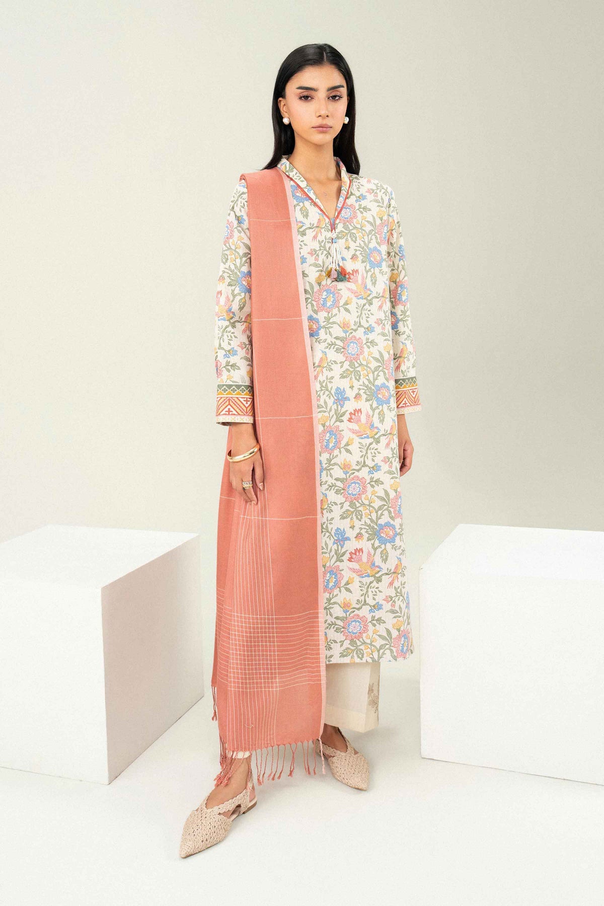 Nishat UK - Pink Embroidered Karandi 2 Pieces ready to wear Dress