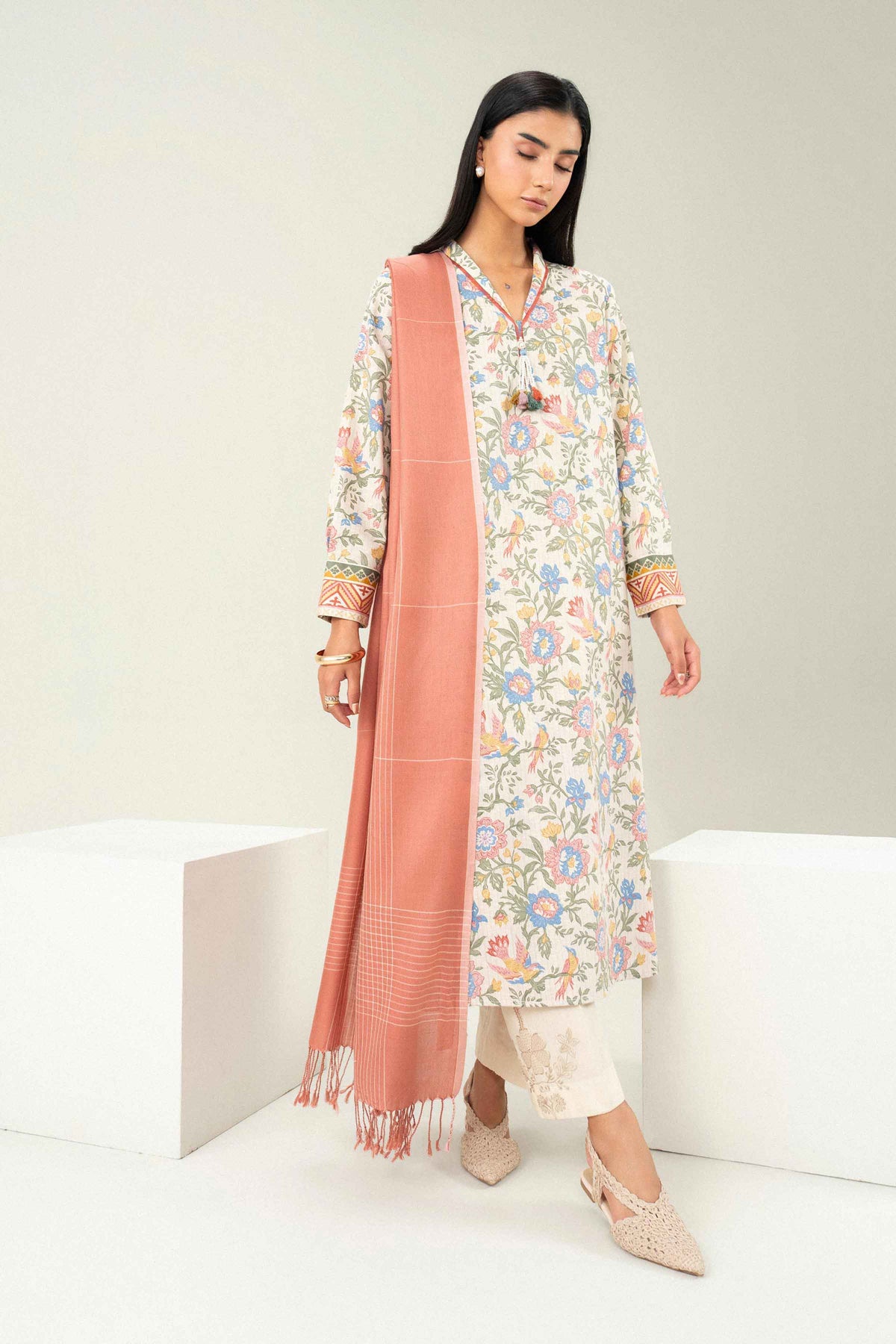 Nishat UK - Pink Embroidered Karandi 2 Pieces ready to wear Dress