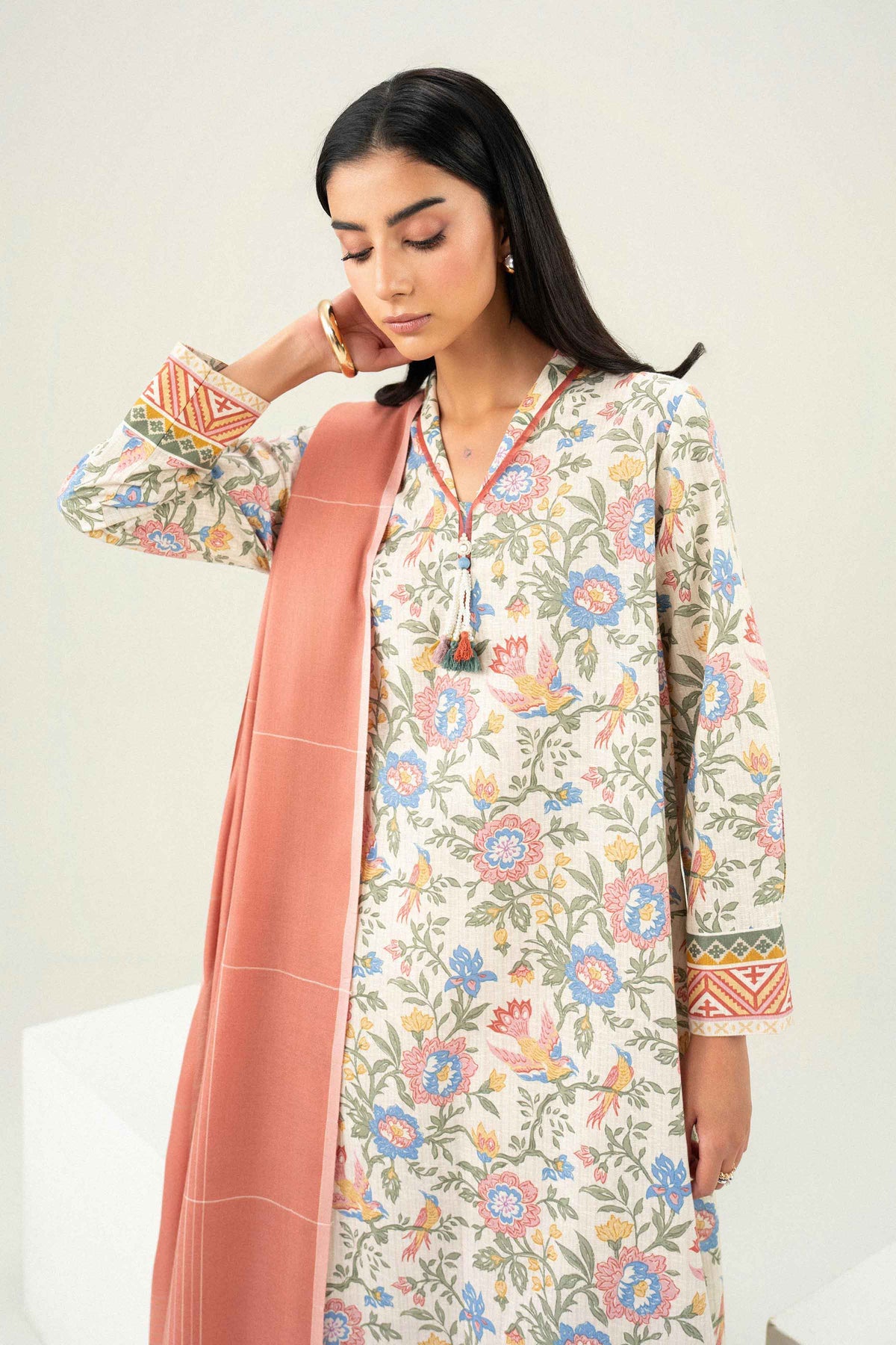 Nishat UK - Pink Embroidered Karandi 2 Pieces ready to wear Dress