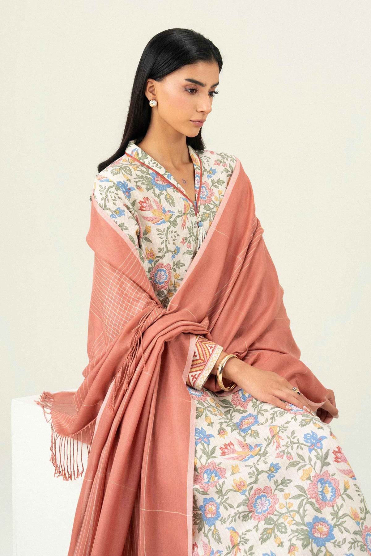 Nishat UK - Pink Embroidered Karandi 2 Pieces ready to wear Dress