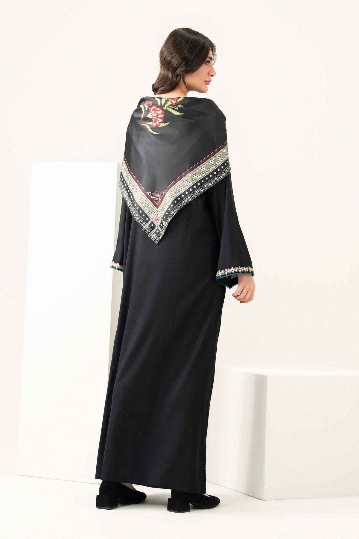 Nishat UK - Black Embroidered Silk 2 Pieces ready to wear long dress