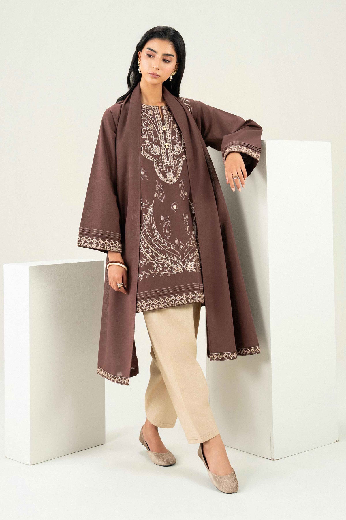 Nishat UK - Brown Embroidered Karandi 2 Pieces ready to wear