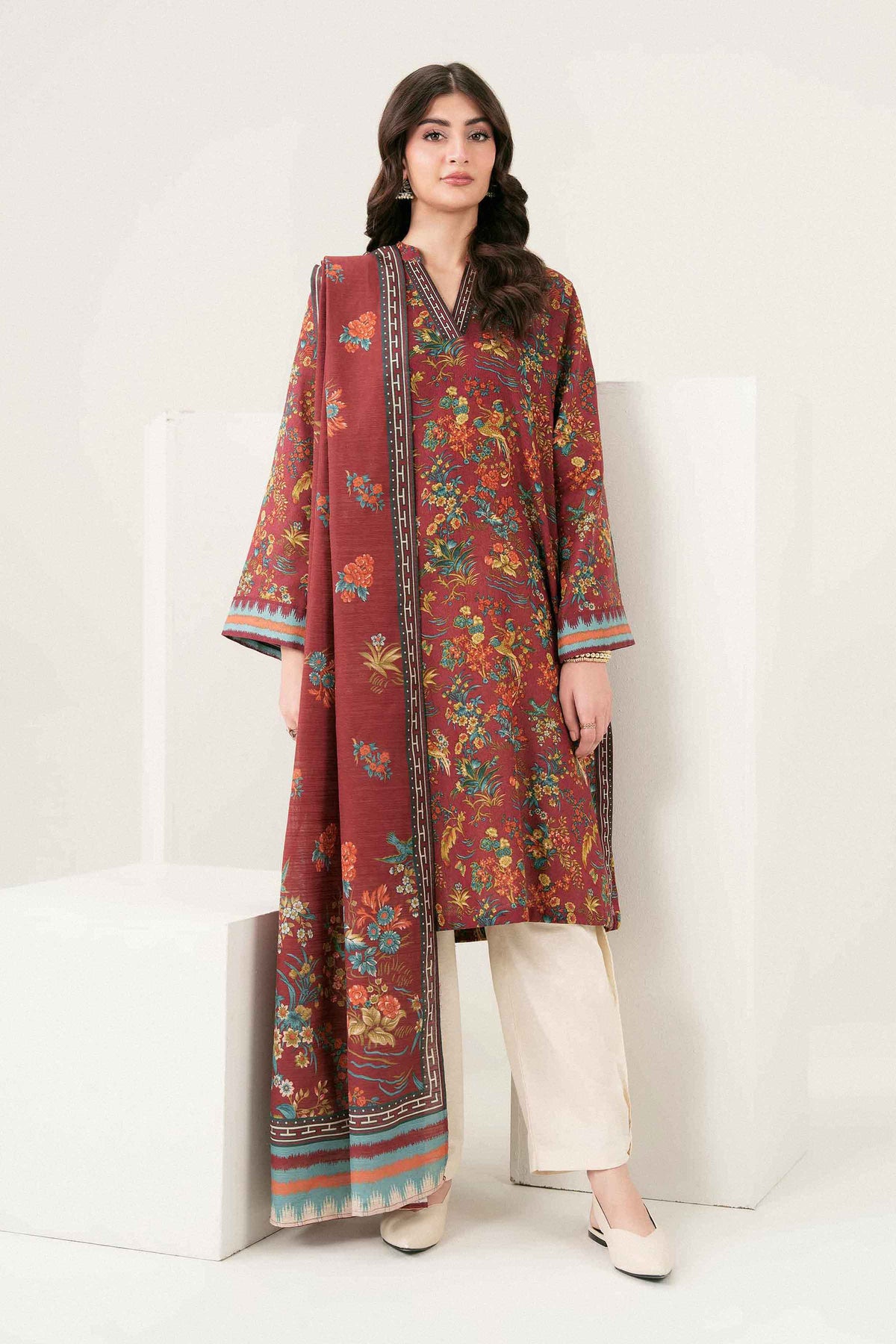 Nishat UK - Brown Printed Khaddar 2 Pieces ready to wear