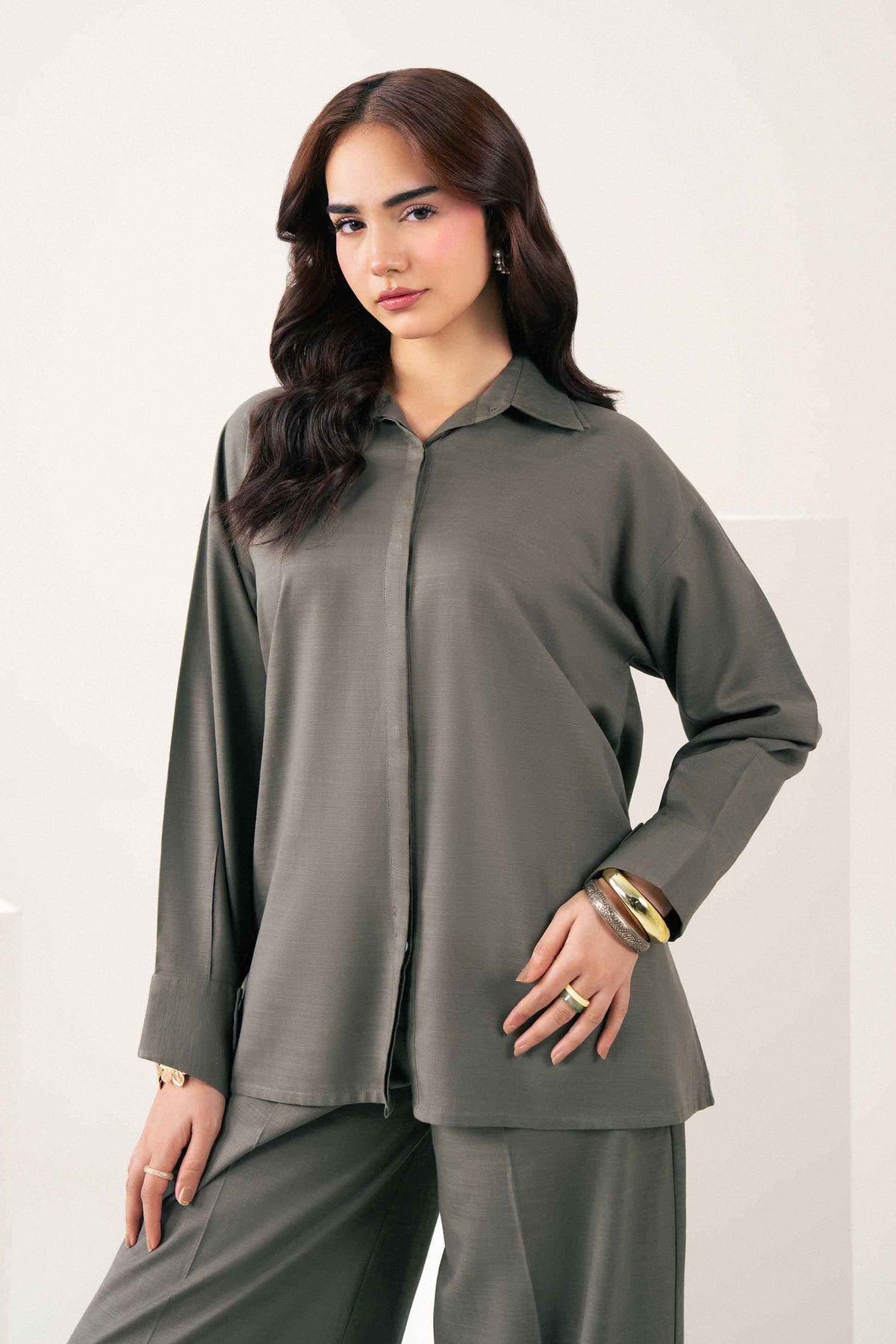 Nishat UK - Green Solids Yarn Dyed 2 Pieces ready to wear suit